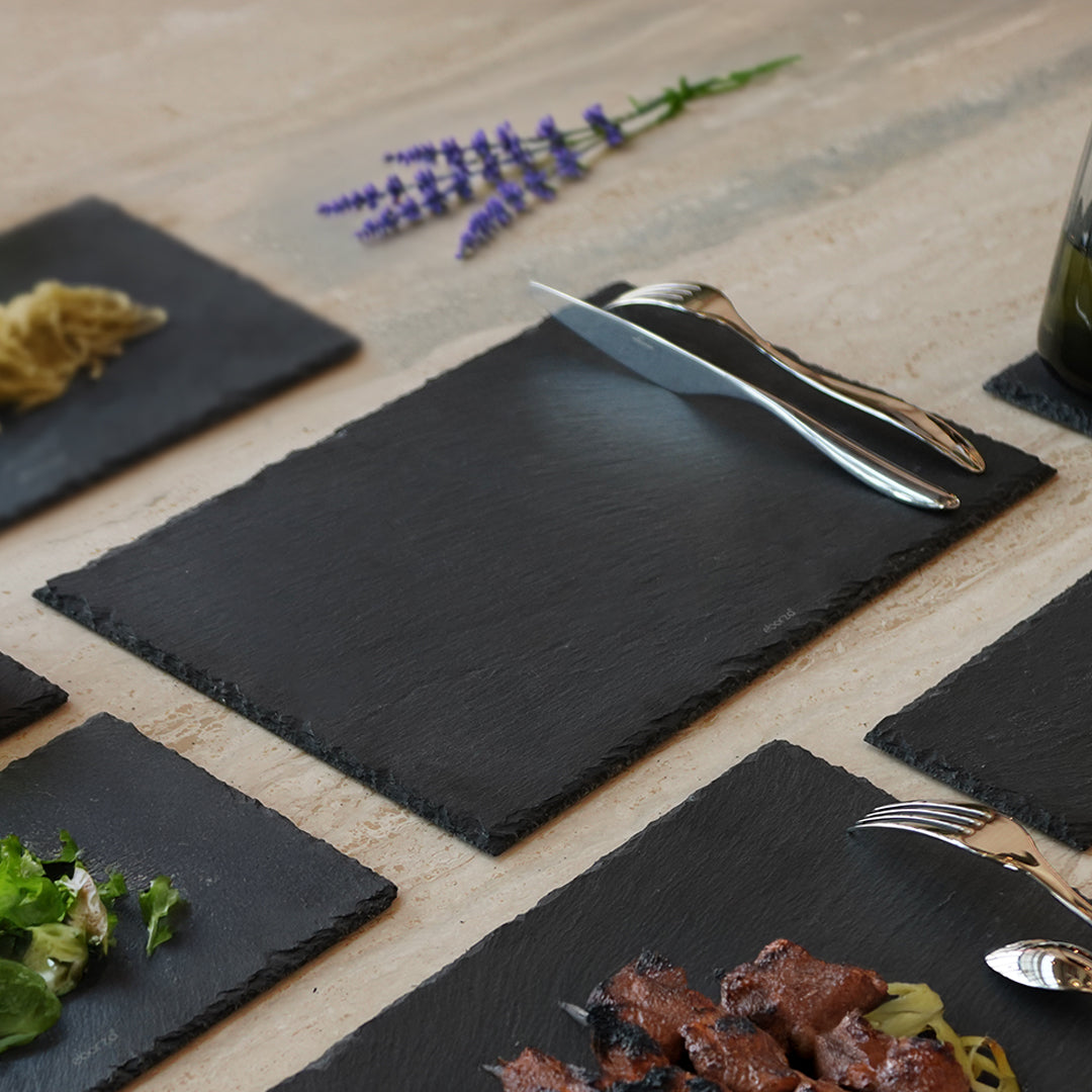 Slate Serving Board Rough Chipped Edges 26x16cm - CKPL2616B -  Trays - ebarza Furniture UAE | Shop Modern Furniture in Abu Dhabi & Dubai - مفروشات ايبازرا في الامارات | تسوق اثاث عصري وديكورات مميزة في دبي وابوظبي