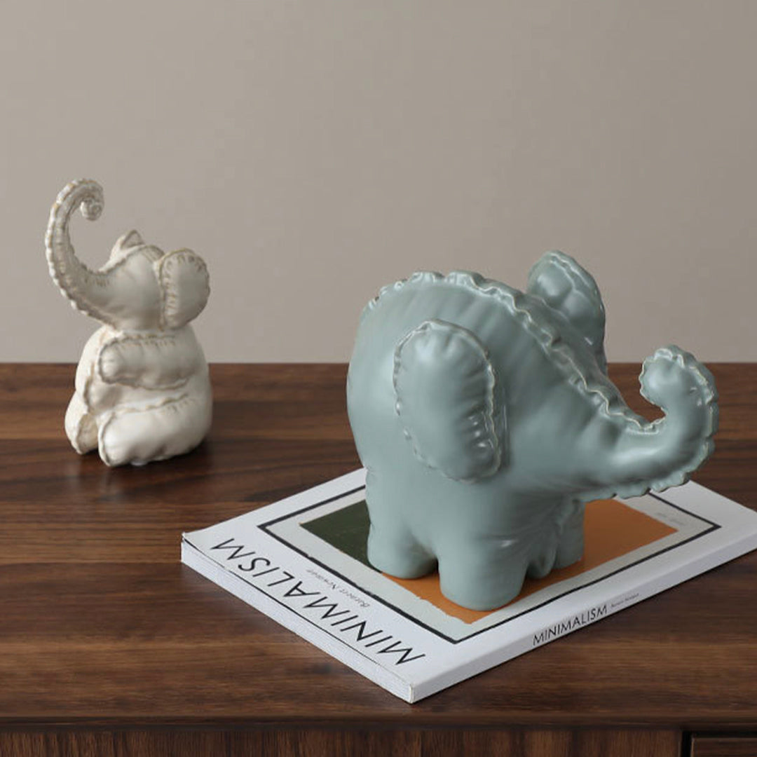 Funny Little Ceramic Elephant -B FD-D25075B -  Home Decor Figurines - ebarza Furniture UAE | Shop Modern Furniture in Abu Dhabi & Dubai - مفروشات ايبازرا في الامارات | تسوق اثاث عصري وديكورات مميزة في دبي وابوظبي