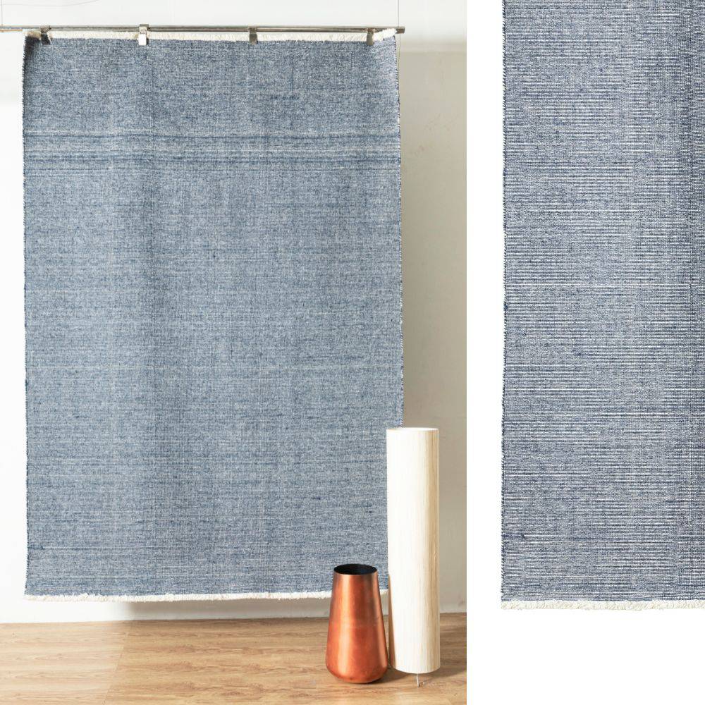 90X130 Cm  Hand Woven Blue Wool Rug Jhd-7007 Blue-S -  Rugs - ebarza Furniture UAE | Shop Modern Furniture in Abu Dhabi & Dubai - مفروشات ايبازرا في الامارات | تسوق اثاث عصري وديكورات مميزة في دبي وابوظبي