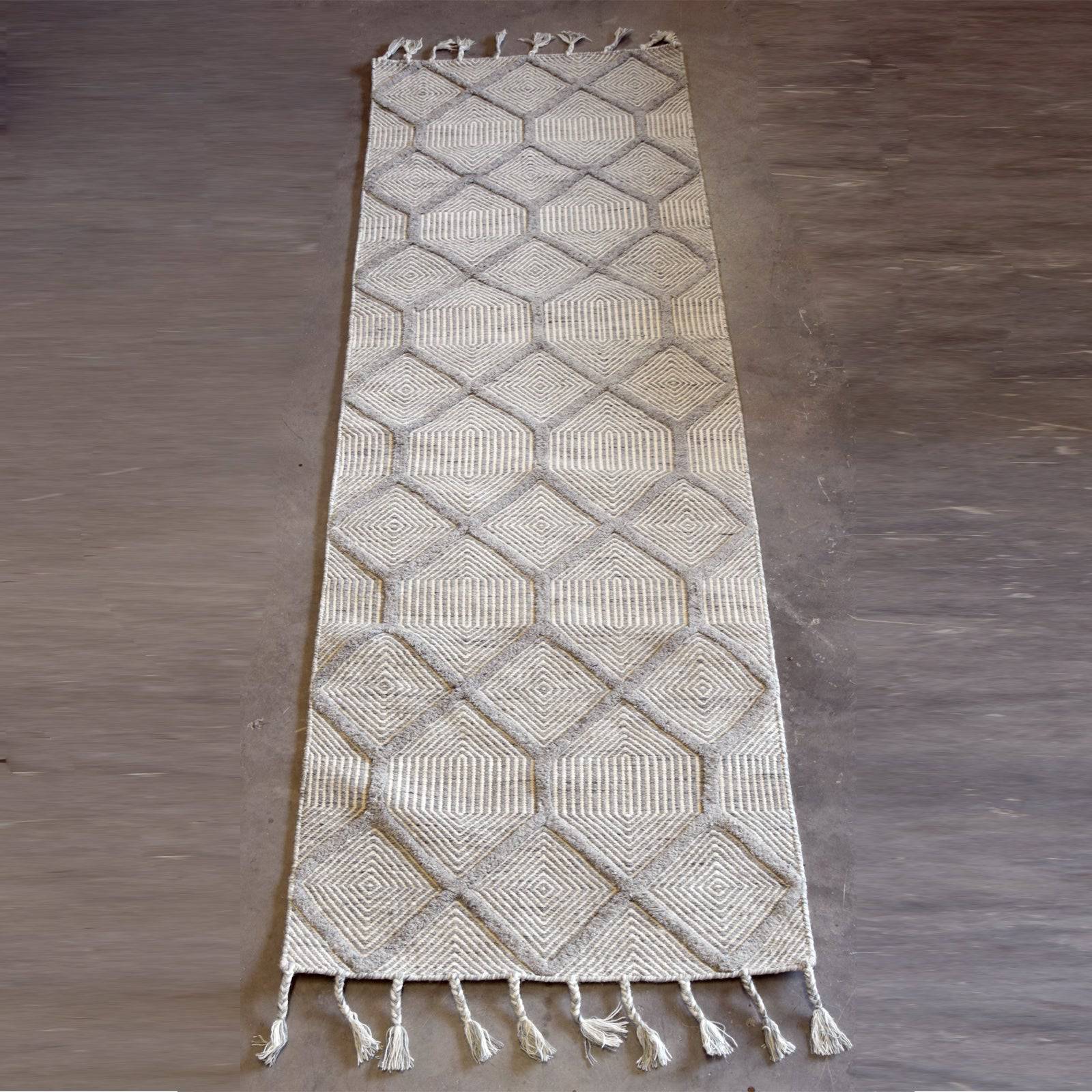 90X300 Cm Amak Handmade Wool Rug Amaka Amk-01-Long -  Rugs - ebarza Furniture UAE | Shop Modern Furniture in Abu Dhabi & Dubai - مفروشات ايبازرا في الامارات | تسوق اثاث عصري وديكورات مميزة في دبي وابوظبي