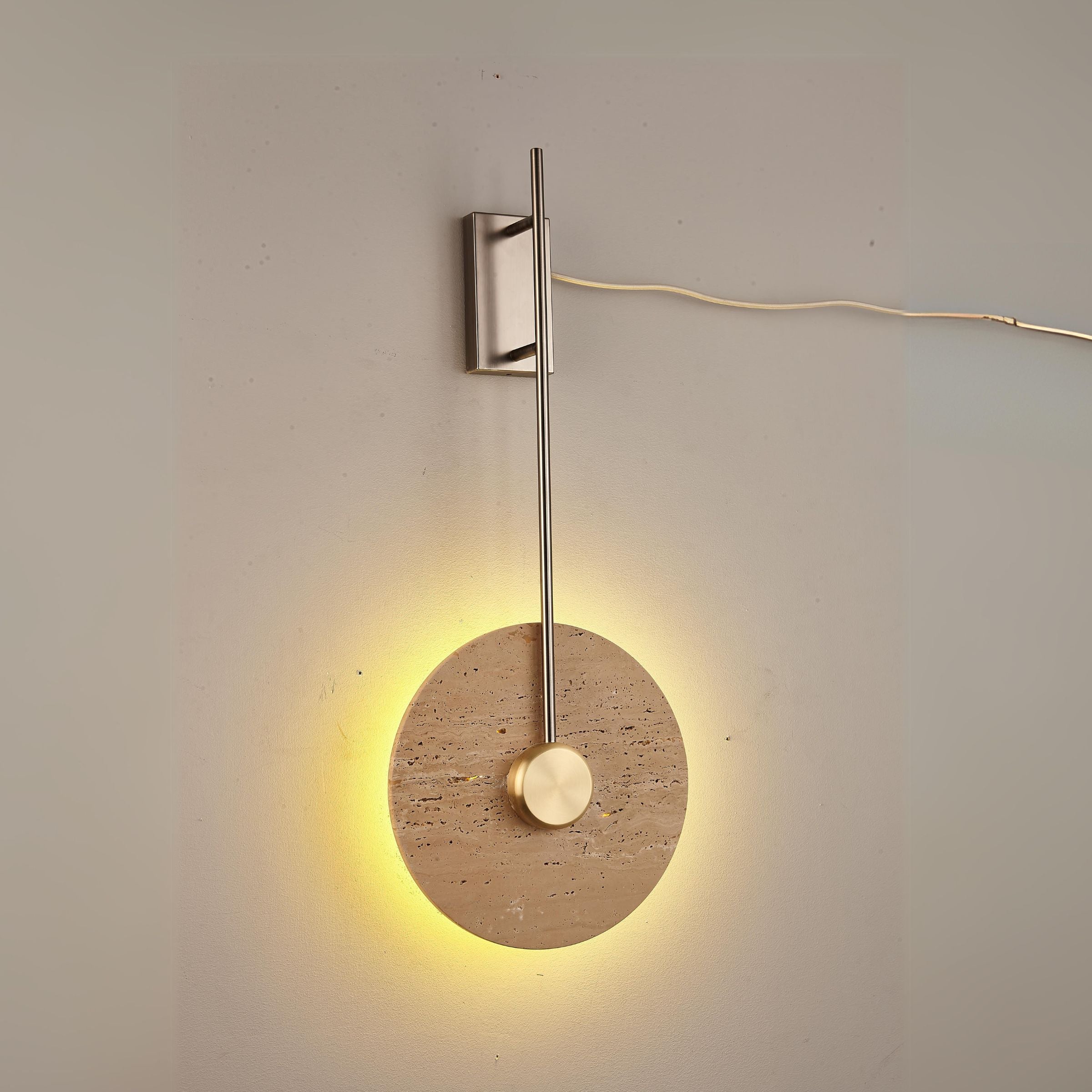Beige Natural Travertine Marble Wall Lamp 60358w30 -  Wall Lamps - ebarza Furniture UAE | Shop Modern Furniture in Abu Dhabi & Dubai - مفروشات ايبازرا في الامارات | تسوق اثاث عصري وديكورات مميزة في دبي وابوظبي