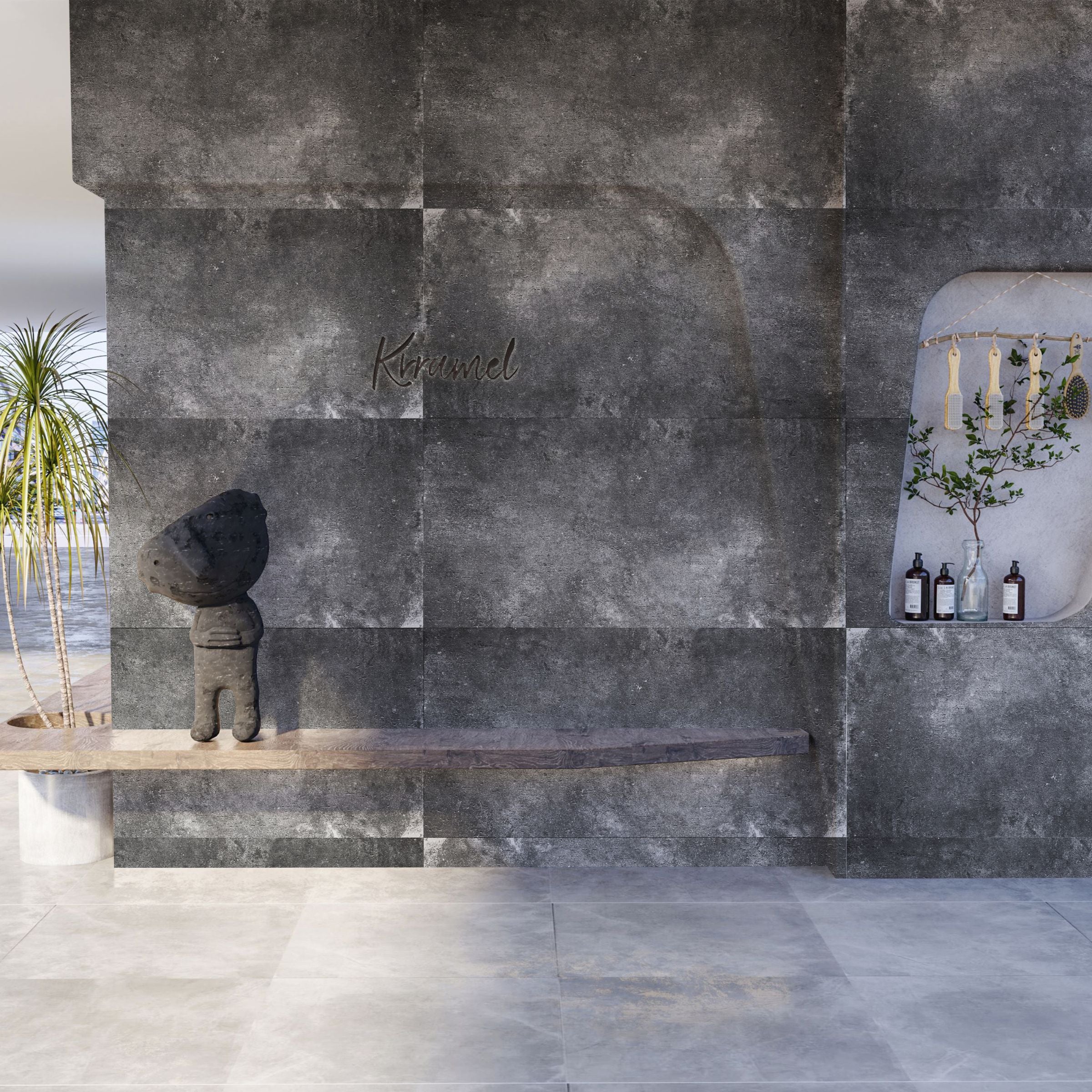 120x60cm Flex Stone Cladding Ando Cement Dark Grey FXS-AN-GREY 60*120cm -  Wall Panels - ebarza Furniture UAE | Shop Modern Furniture in Abu Dhabi & Dubai - مفروشات ايبازرا في الامارات | تسوق اثاث عصري وديكورات مميزة في دبي وابوظبي