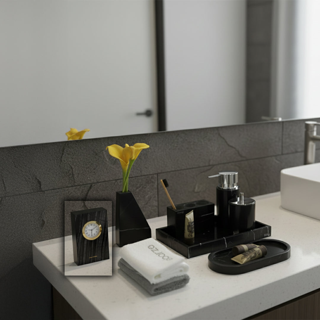 Ancient Wood Grain Marble Small Table Clock TCA891 -  Clocks - ebarza Furniture UAE | Shop Modern Furniture in Abu Dhabi & Dubai - مفروشات ايبازرا في الامارات | تسوق اثاث عصري وديكورات مميزة في دبي وابوظبي