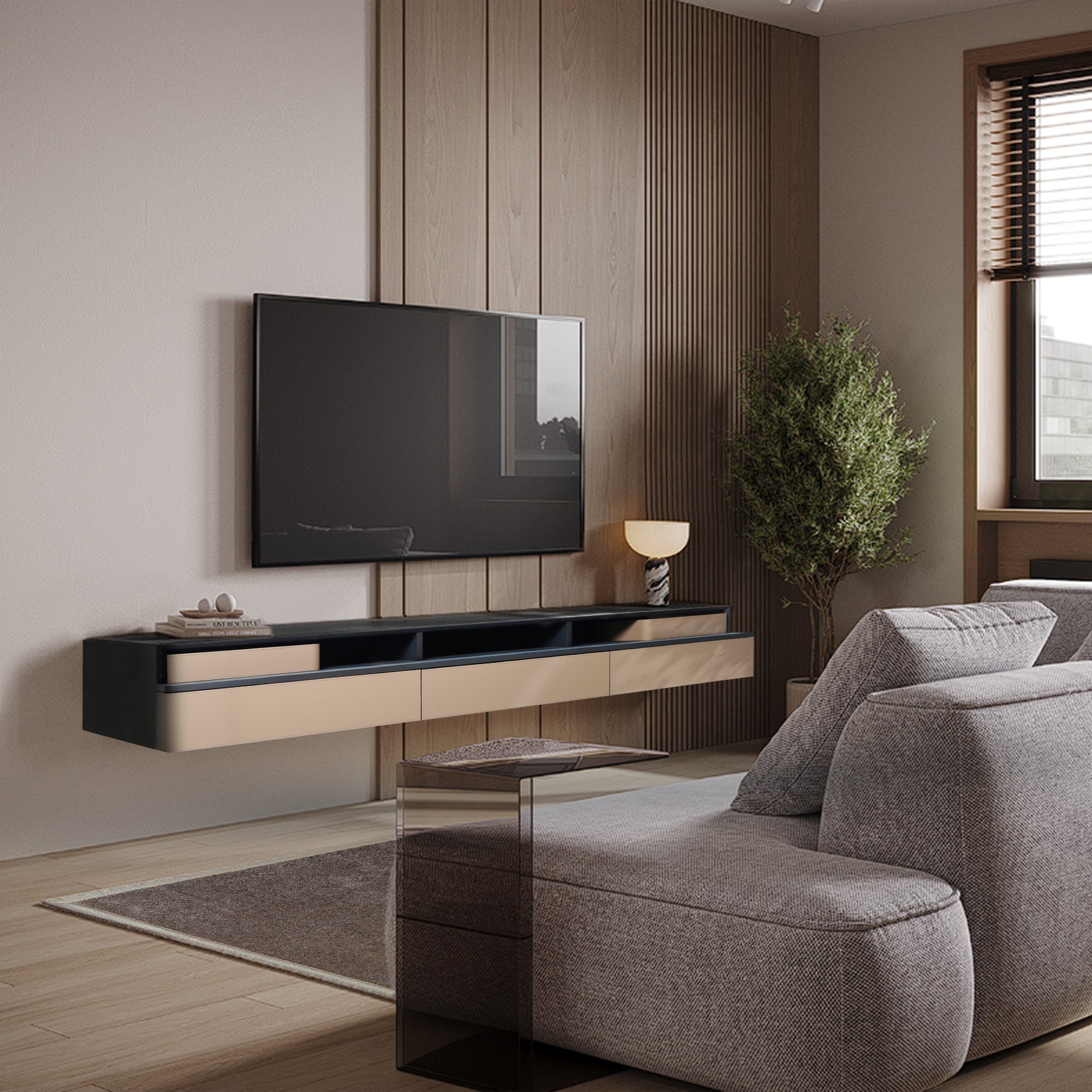 Hanged TV Stand TV-038 -  Storage/TV Unites - ebarza Furniture UAE | Shop Modern Furniture in Abu Dhabi & Dubai - مفروشات ايبازرا في الامارات | تسوق اثاث عصري وديكورات مميزة في دبي وابوظبي