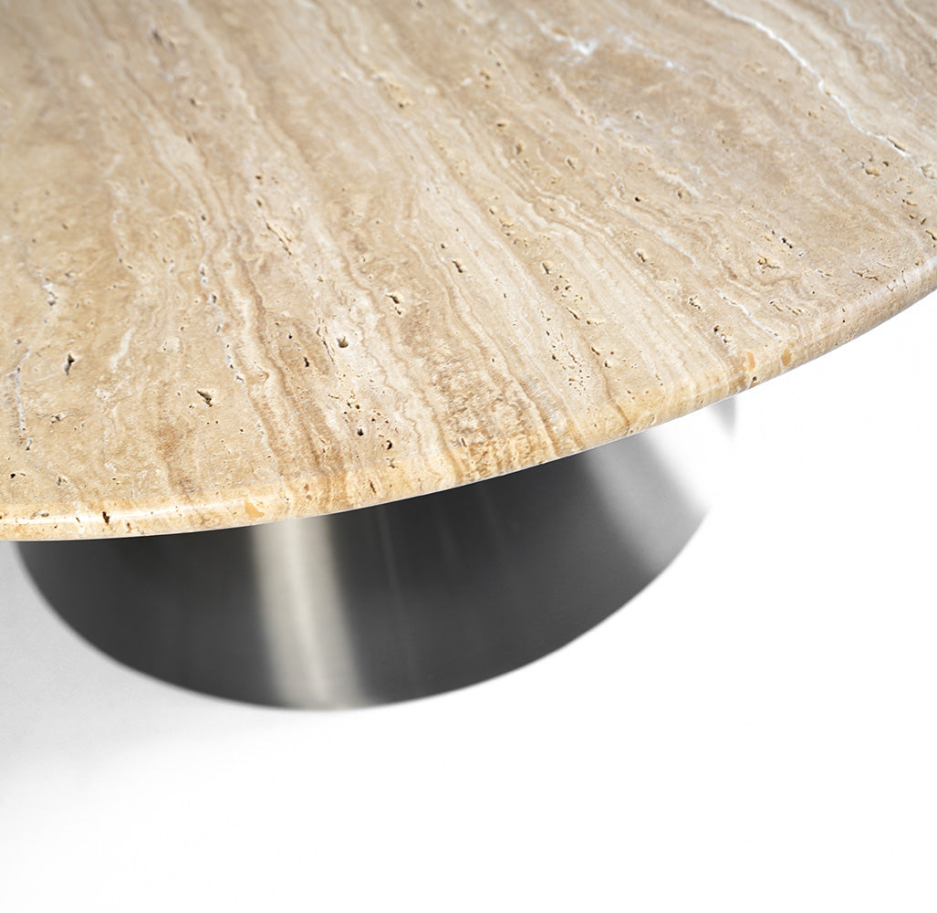 Travertine Top and Stainless Steel Base Coffee Table PZ-C08-B -  Coffee tables - ebarza Furniture UAE | Shop Modern Furniture in Abu Dhabi & Dubai - مفروشات ايبازرا في الامارات | تسوق اثاث عصري وديكورات مميزة في دبي وابوظبي