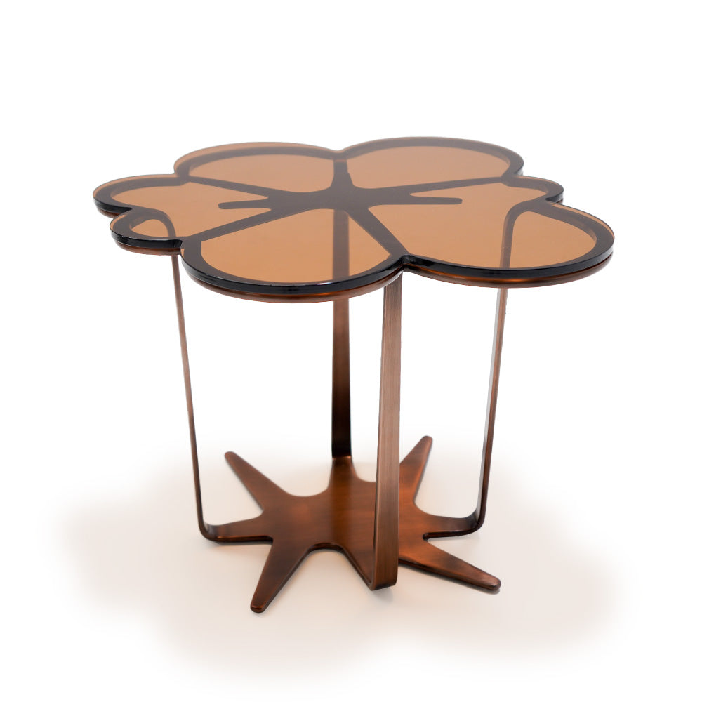 Glowing Blossom Glass Top  Side Table ST760 -  Side Tables - ebarza Furniture UAE | Shop Modern Furniture in Abu Dhabi & Dubai - مفروشات ايبازرا في الامارات | تسوق اثاث عصري وديكورات مميزة في دبي وابوظبي