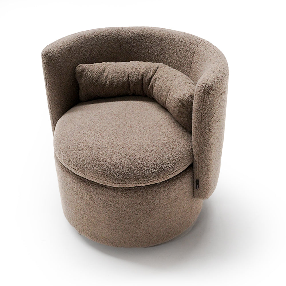 Round Back Swivel Chair - Brown 18103-01E -  Armchairs - ebarza Furniture UAE | Shop Modern Furniture in Abu Dhabi & Dubai - مفروشات ايبازرا في الامارات | تسوق اثاث عصري وديكورات مميزة في دبي وابوظبي