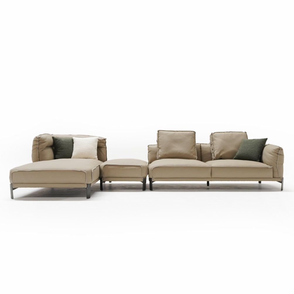 Leather High Rebound L shape Sponge Sofa K60 -  Sofa - ebarza Furniture UAE | Shop Modern Furniture in Abu Dhabi & Dubai - مفروشات ايبازرا في الامارات | تسوق اثاث عصري وديكورات مميزة في دبي وابوظبي