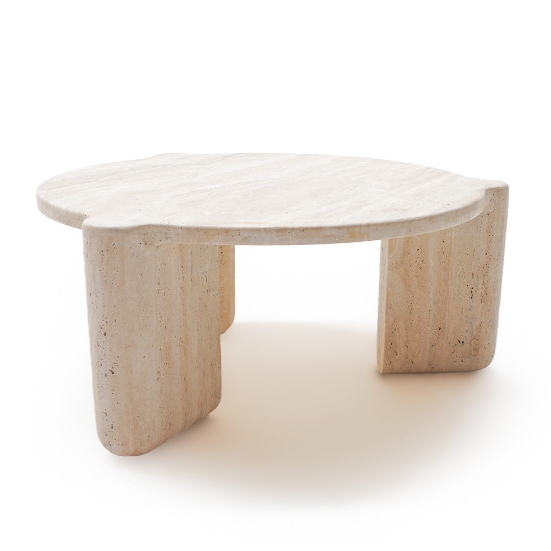 White Travertine Coffee Table DJ1058 -  Coffee Tables - ebarza Furniture UAE | Shop Modern Furniture in Abu Dhabi & Dubai - مفروشات ايبازرا في الامارات | تسوق اثاث عصري وديكورات مميزة في دبي وابوظبي