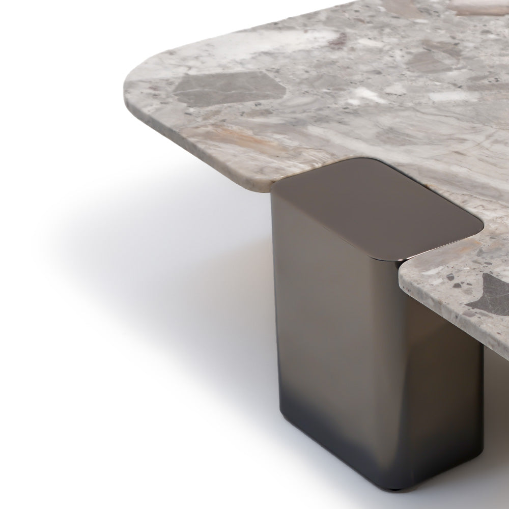 Coffee Table Natural Stone Top Stainless Steel Leg - LT053H -  Coffee Tables - ebarza Furniture UAE | Shop Modern Furniture in Abu Dhabi & Dubai - مفروشات ايبازرا في الامارات | تسوق اثاث عصري وديكورات مميزة في دبي وابوظبي