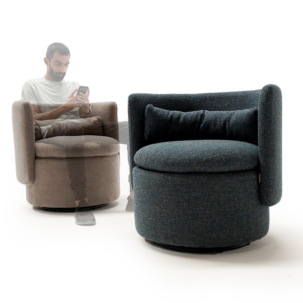 Round Back Swivel Chair - Brown 18103-01E -  Armchairs - ebarza Furniture UAE | Shop Modern Furniture in Abu Dhabi & Dubai - مفروشات ايبازرا في الامارات | تسوق اثاث عصري وديكورات مميزة في دبي وابوظبي