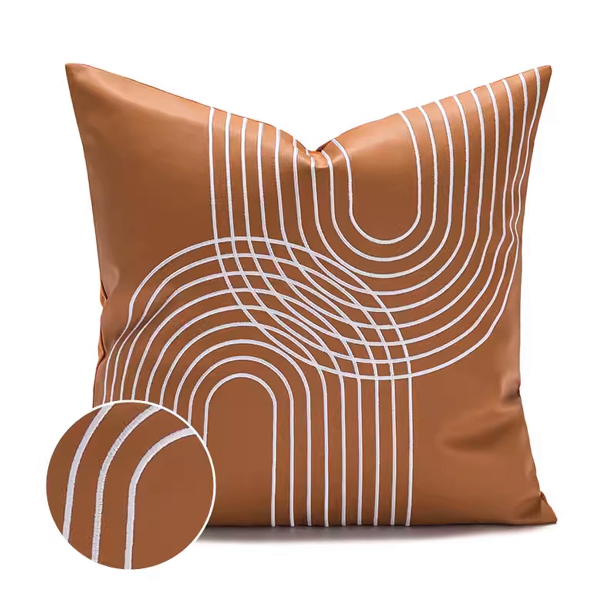 45x45 cm Type Leather Cushion KD2351U - Caramel -  Cushions - ebarza Furniture UAE | Shop Modern Furniture in Abu Dhabi & Dubai - مفروشات ايبازرا في الامارات | تسوق اثاث عصري وديكورات مميزة في دبي وابوظبي