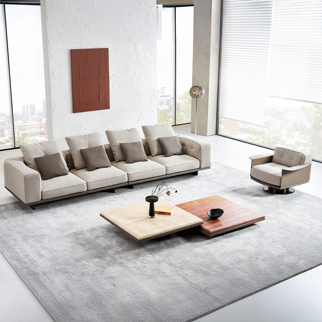 Pre-order 25 Days Delivery  Avenor Beige Travertine Coffee Table B-SF091-Beige -  Coffee Tables - ebarza Furniture UAE | Shop Modern Furniture in Abu Dhabi & Dubai - مفروشات ايبازرا في الامارات | تسوق اثاث عصري وديكورات مميزة في دبي وابوظبي