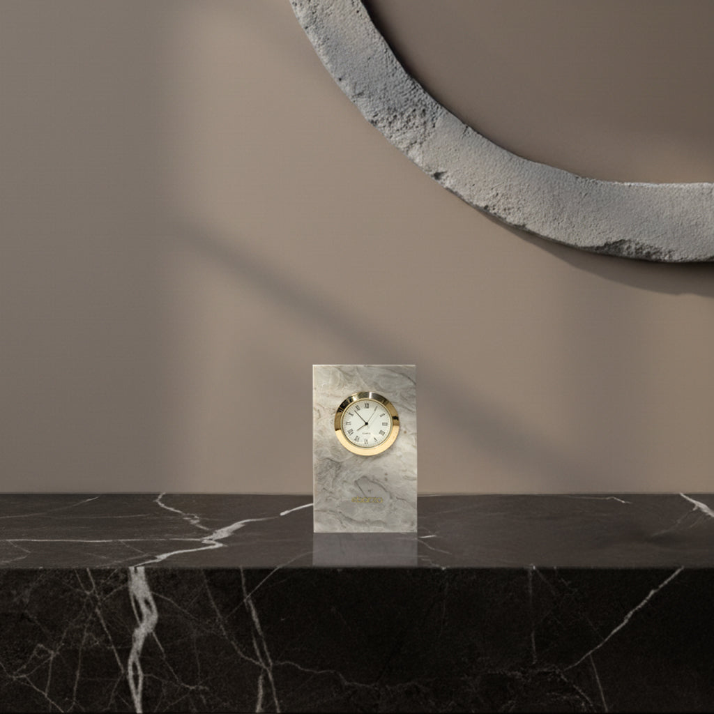 Bawang Flower Marble Small Table Clock TCA892