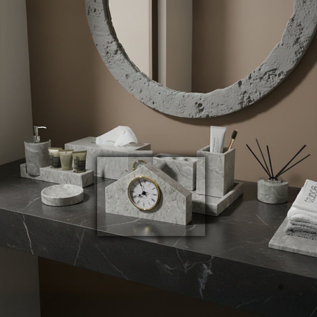 Bawang Flower Marble House Table Clock TCI892 -  Clocks - ebarza Furniture UAE | Shop Modern Furniture in Abu Dhabi & Dubai - مفروشات ايبازرا في الامارات | تسوق اثاث عصري وديكورات مميزة في دبي وابوظبي