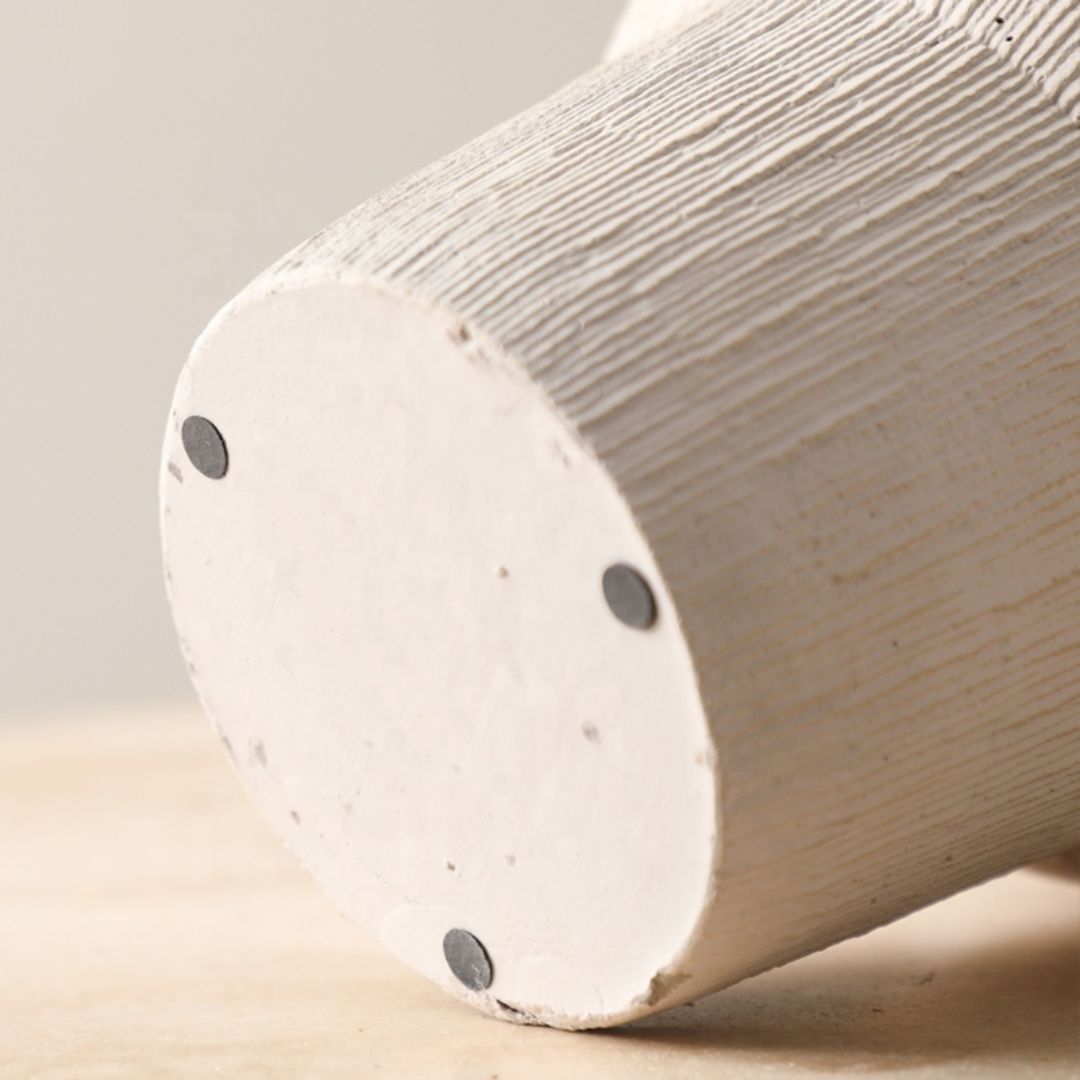 Beige Cement Vase With Bead Detail -A FF-SN24023A -  Vases - ebarza Furniture UAE | Shop Modern Furniture in Abu Dhabi & Dubai - مفروشات ايبازرا في الامارات | تسوق اثاث عصري وديكورات مميزة في دبي وابوظبي