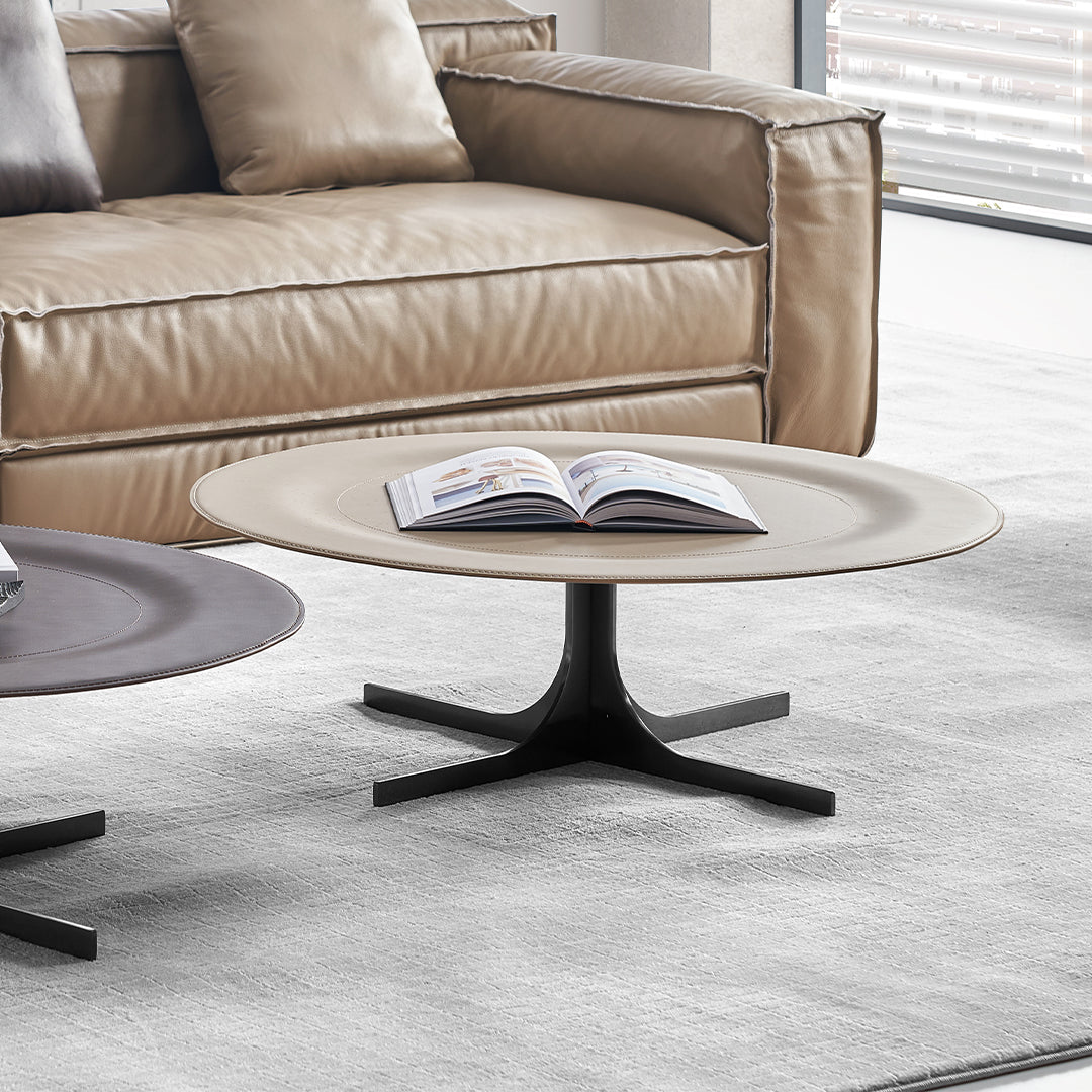 Beige Saddle Leather Coffee Table - LT082/Beige -  Coffee Tables - ebarza Furniture UAE | Shop Modern Furniture in Abu Dhabi & Dubai - مفروشات ايبازرا في الامارات | تسوق اثاث عصري وديكورات مميزة في دبي وابوظبي