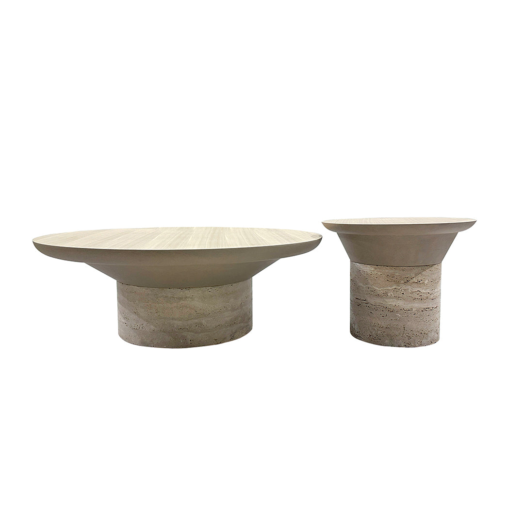 Pre-order 90 Days Delivery Bordeaux Travertine Side Table - EB02ST -  Side Tables - ebarza Furniture UAE | Shop Modern Furniture in Abu Dhabi & Dubai - مفروشات ايبازرا في الامارات | تسوق اثاث عصري وديكورات مميزة في دبي وابوظبي