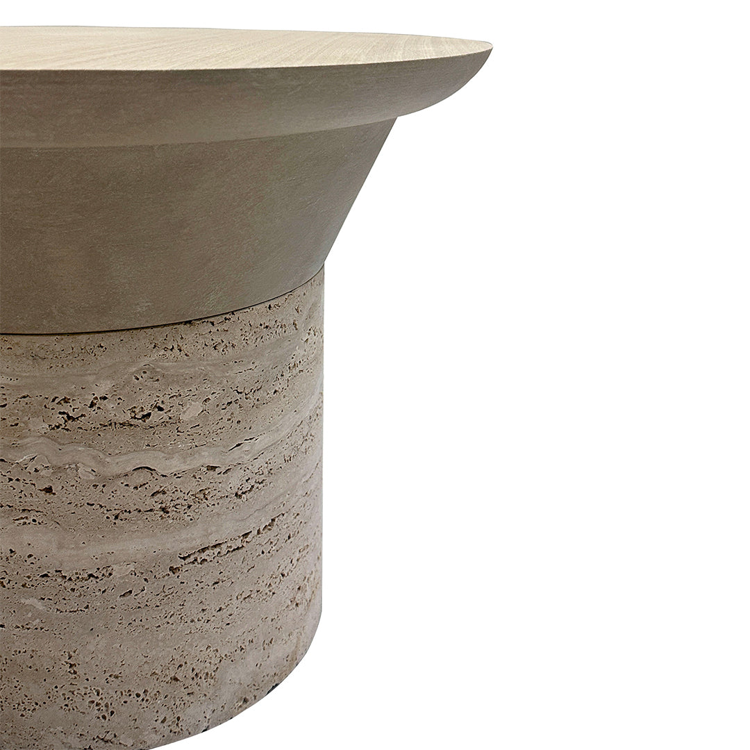 Pre-order 90 Days Delivery Bordeaux Travertine Side Table - EB02ST -  Side Tables - ebarza Furniture UAE | Shop Modern Furniture in Abu Dhabi & Dubai - مفروشات ايبازرا في الامارات | تسوق اثاث عصري وديكورات مميزة في دبي وابوظبي