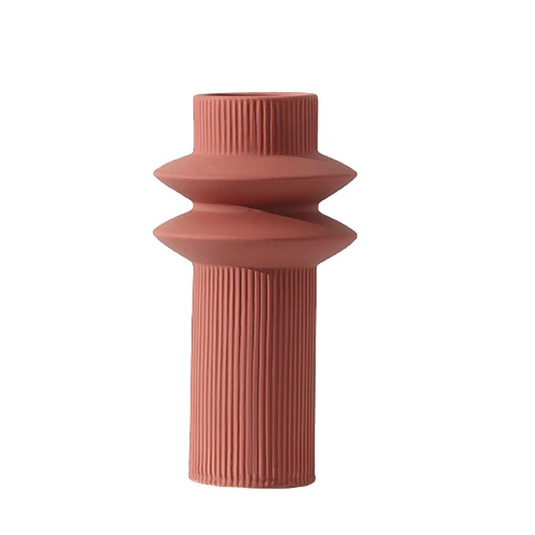 Brown Double Ring Vase-A FA-D21105A -  Vases - ebarza Furniture UAE | Shop Modern Furniture in Abu Dhabi & Dubai - مفروشات ايبازرا في الامارات | تسوق اثاث عصري وديكورات مميزة في دبي وابوظبي