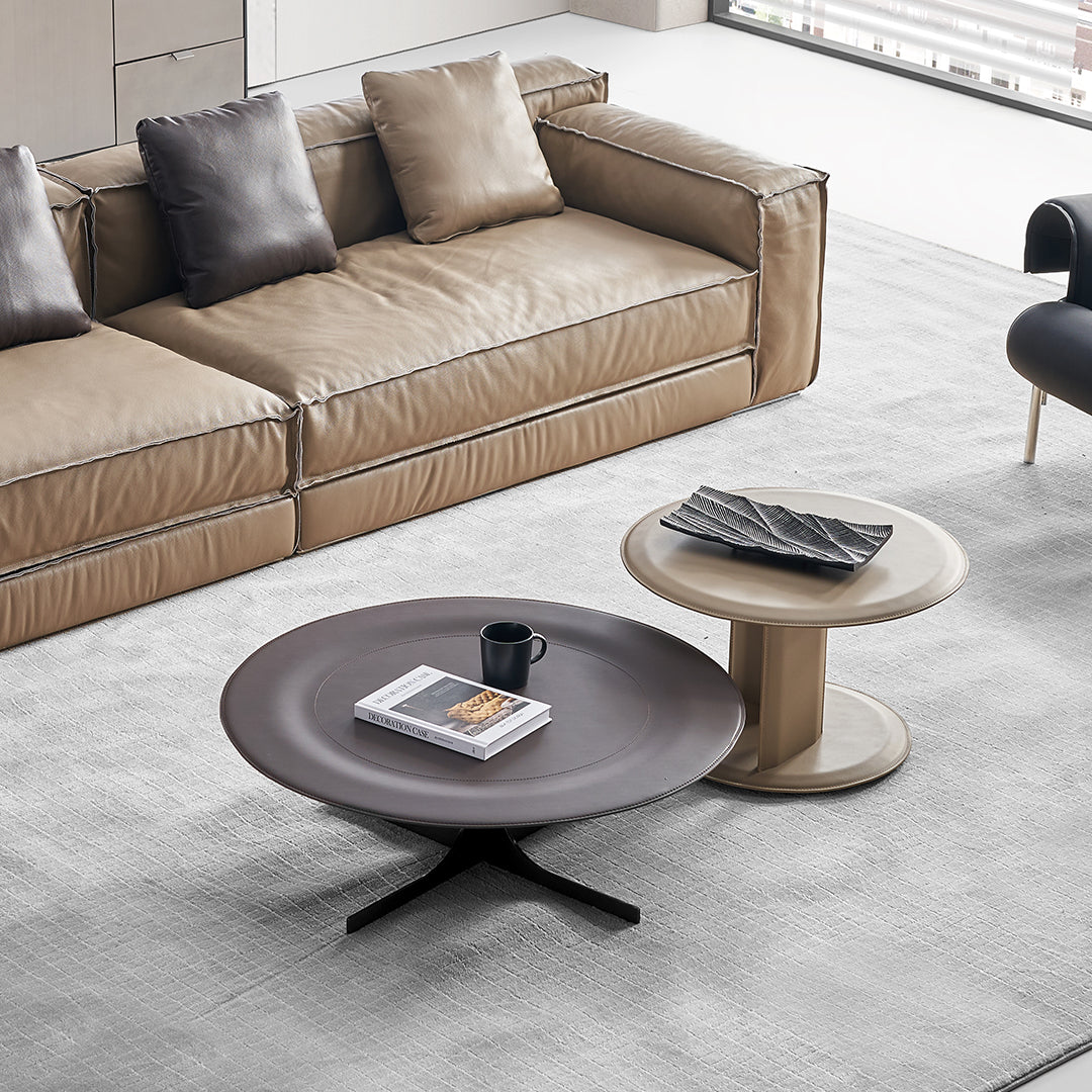 Brown Saddle Leather Coffee Table - LT082/Brown -  Coffee Tables - ebarza Furniture UAE | Shop Modern Furniture in Abu Dhabi & Dubai - مفروشات ايبازرا في الامارات | تسوق اثاث عصري وديكورات مميزة في دبي وابوظبي