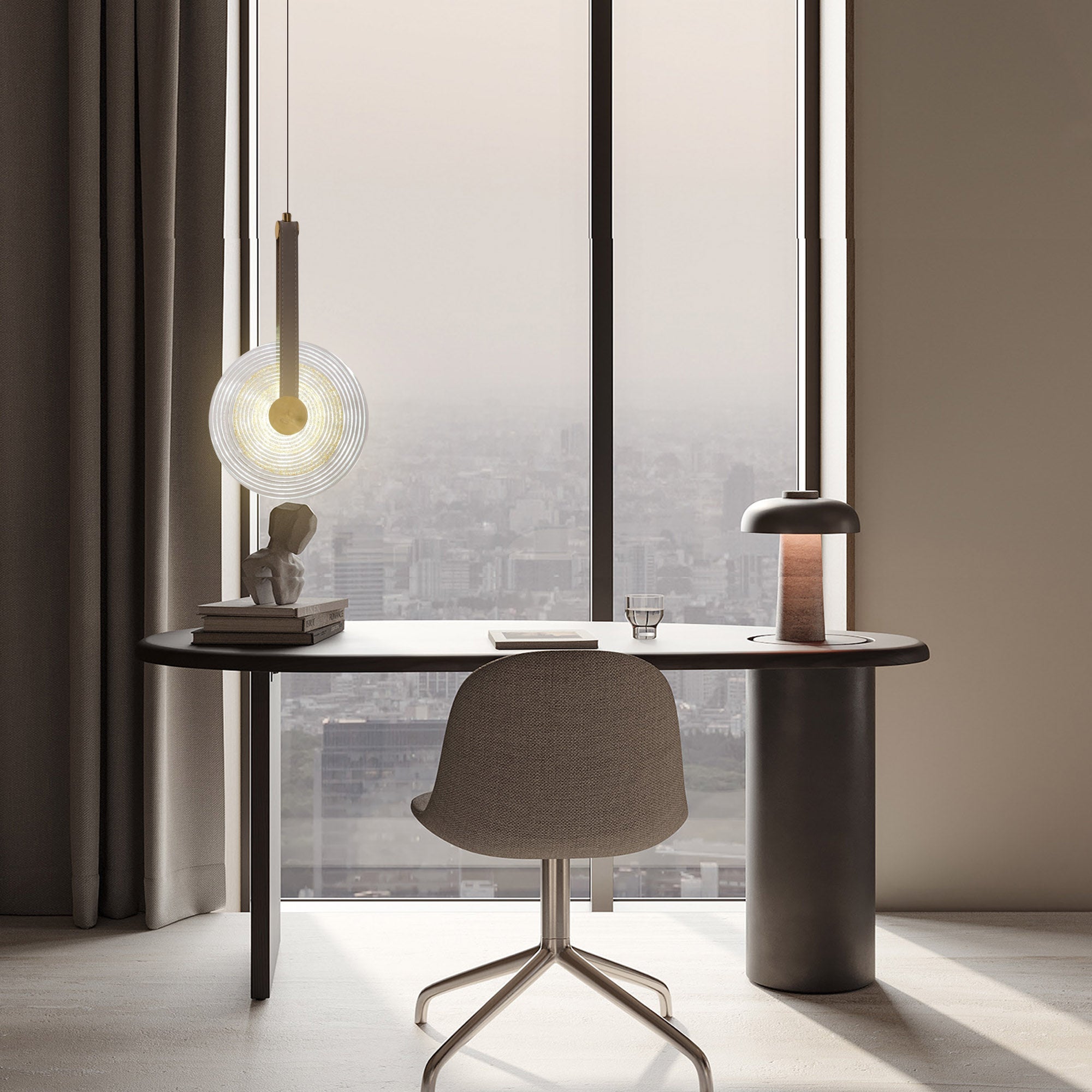 Pre-order 35 Days Delivery Aqua Gem Pendant Lamp Beige Leather Dia20cm CY-DD-1048/20 -  Pendant Lamps - ebarza Furniture UAE | Shop Modern Furniture in Abu Dhabi & Dubai - مفروشات ايبازرا في الامارات | تسوق اثاث عصري وديكورات مميزة في دبي وابوظبي