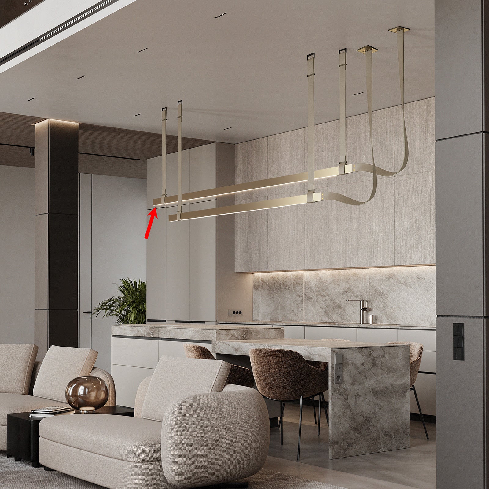 Comet Tail Leather Gold  Pendant lamp 1.5m CY-DD-1053-G -  Pendant Lamps - ebarza Furniture UAE | Shop Modern Furniture in Abu Dhabi & Dubai - مفروشات ايبازرا في الامارات | تسوق اثاث عصري وديكورات مميزة في دبي وابوظبي