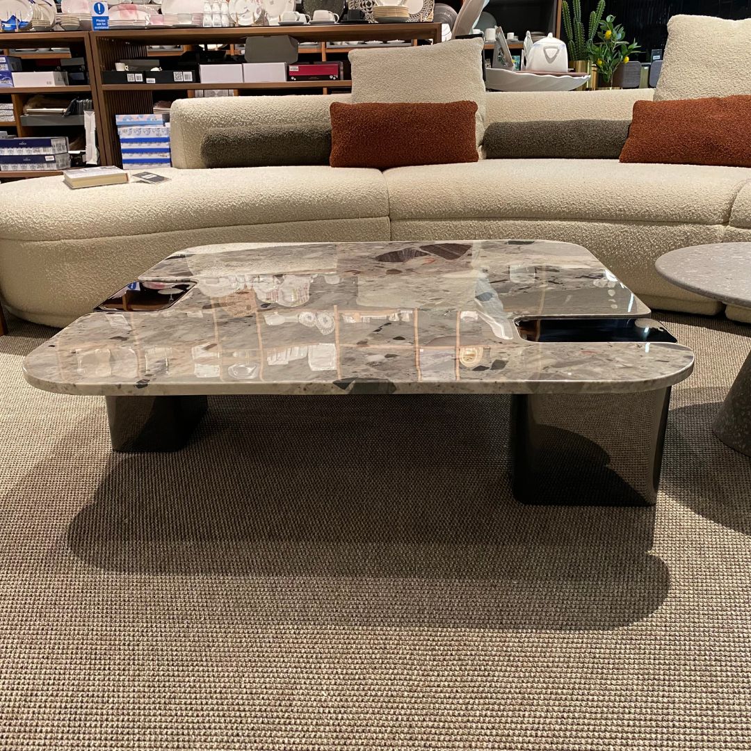 Coffee Table Natural Stone Top Stainless Steel Leg - LT053H -  Coffee Tables - ebarza Furniture UAE | Shop Modern Furniture in Abu Dhabi & Dubai - مفروشات ايبازرا في الامارات | تسوق اثاث عصري وديكورات مميزة في دبي وابوظبي