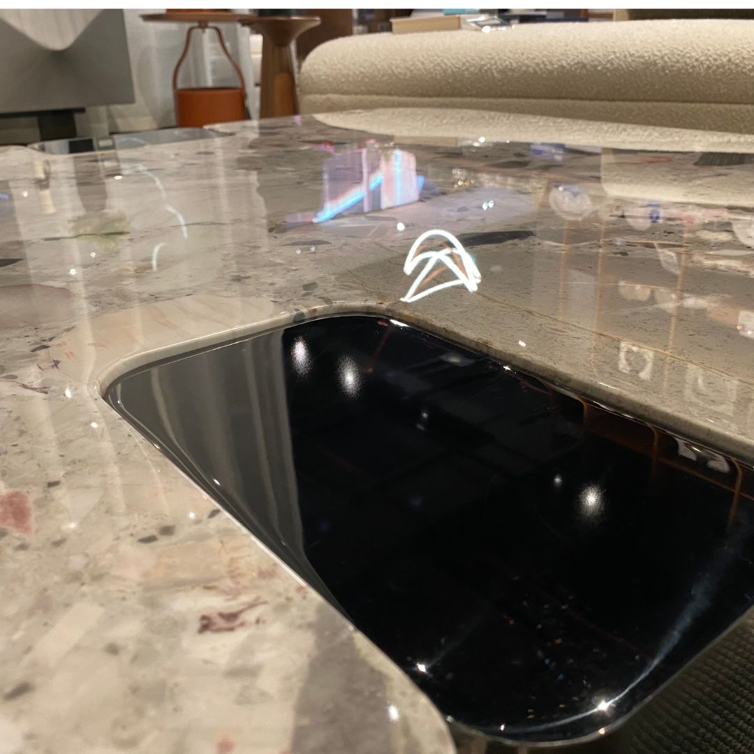 Coffee Table Natural Stone Top Stainless Steel Leg - LT053H -  Coffee Tables - ebarza Furniture UAE | Shop Modern Furniture in Abu Dhabi & Dubai - مفروشات ايبازرا في الامارات | تسوق اثاث عصري وديكورات مميزة في دبي وابوظبي