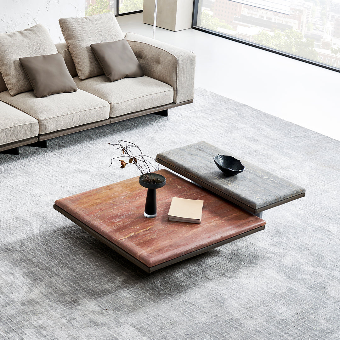 Avenor Red Travertine Coffee Table A-SF091- Red -  Coffee Tables - ebarza Furniture UAE | Shop Modern Furniture in Abu Dhabi & Dubai - مفروشات ايبازرا في الامارات | تسوق اثاث عصري وديكورات مميزة في دبي وابوظبي