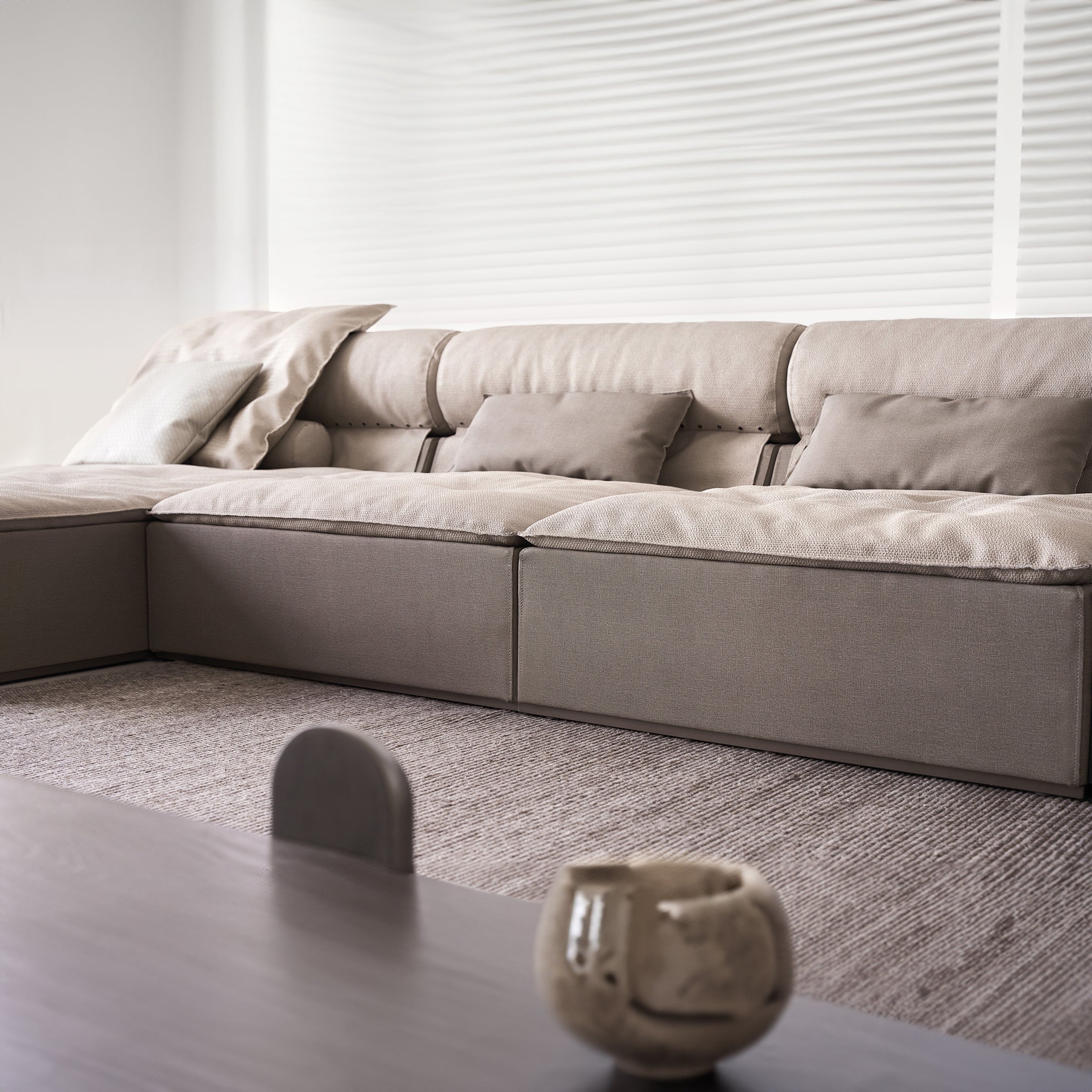 ebarza Corner Sofa AMBO- S80197 -  Sofas - ebarza Furniture UAE | Shop Modern Furniture in Abu Dhabi & Dubai - مفروشات ايبازرا في الامارات | تسوق اثاث عصري وديكورات مميزة في دبي وابوظبي