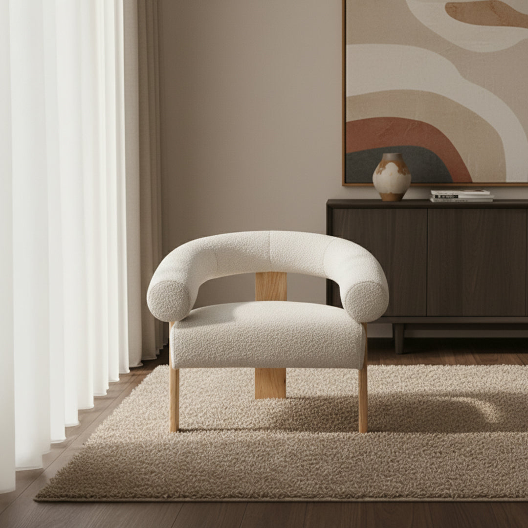 Curved Back Wishbone Chair With Brown On Oak Legs - Iv 17043-01