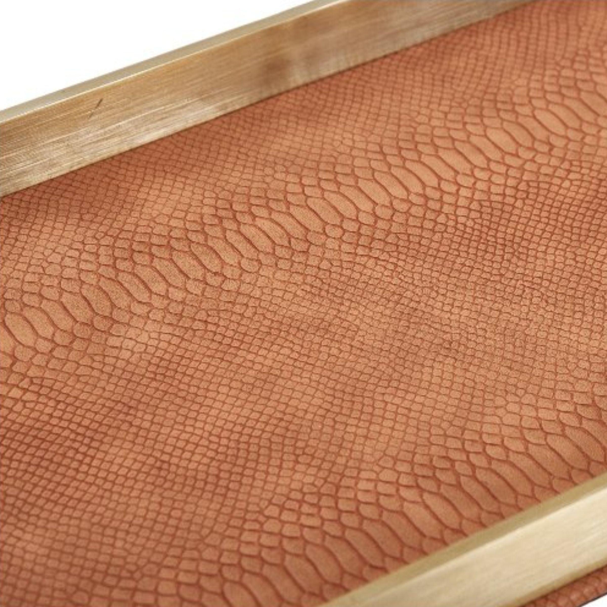 COFFEE & BRUSHED GOLD LEATHER DECORATIVE TRAY-L DD210938BL -  Trays - ebarza Furniture UAE | Shop Modern Furniture in Abu Dhabi & Dubai - مفروشات ايبازرا في الامارات | تسوق اثاث عصري وديكورات مميزة في دبي وابوظبي