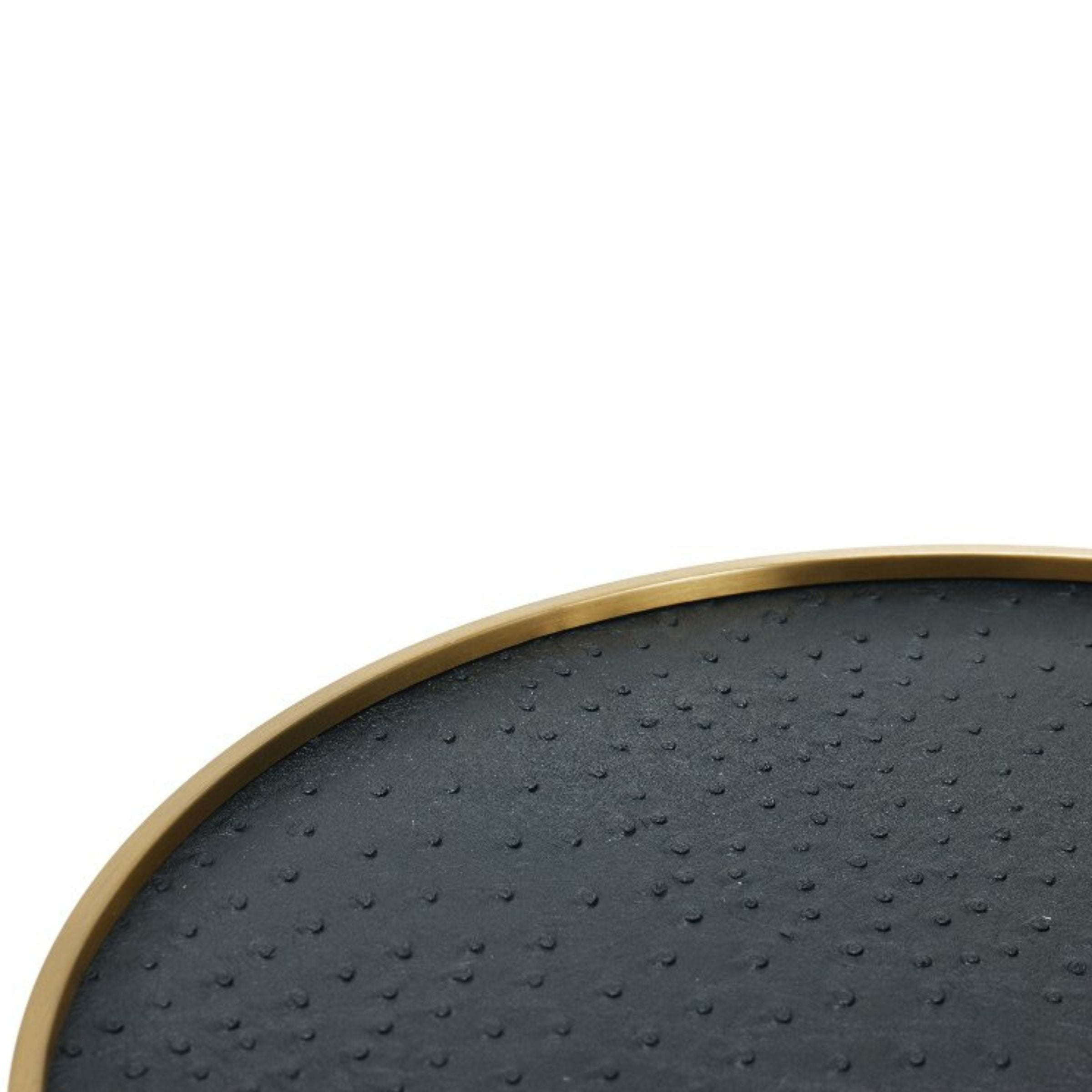 BLACK & BRUSHED GOLD ROUND DECORATIVE TRAY-L DD210939FL -  Trays - ebarza Furniture UAE | Shop Modern Furniture in Abu Dhabi & Dubai - مفروشات ايبازرا في الامارات | تسوق اثاث عصري وديكورات مميزة في دبي وابوظبي