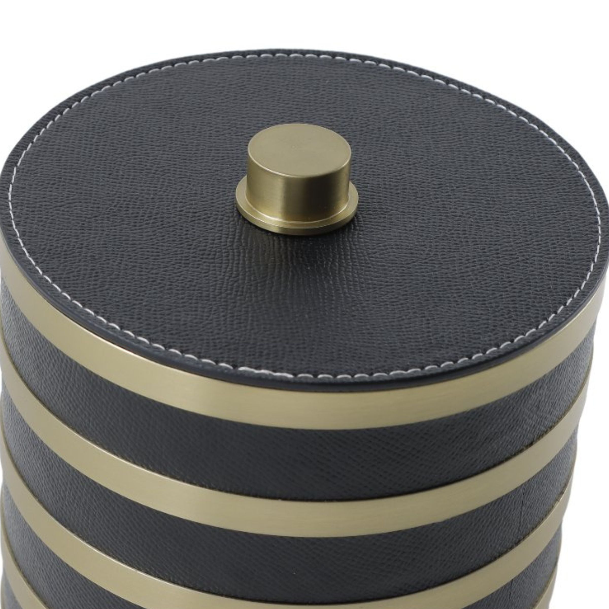 GREY & ANQITUE BRASS ROUND ROUND STORAGE BOX- L DH201268BL -  Decorative Boxes - ebarza Furniture UAE | Shop Modern Furniture in Abu Dhabi & Dubai - مفروشات ايبازرا في الامارات | تسوق اثاث عصري وديكورات مميزة في دبي وابوظبي