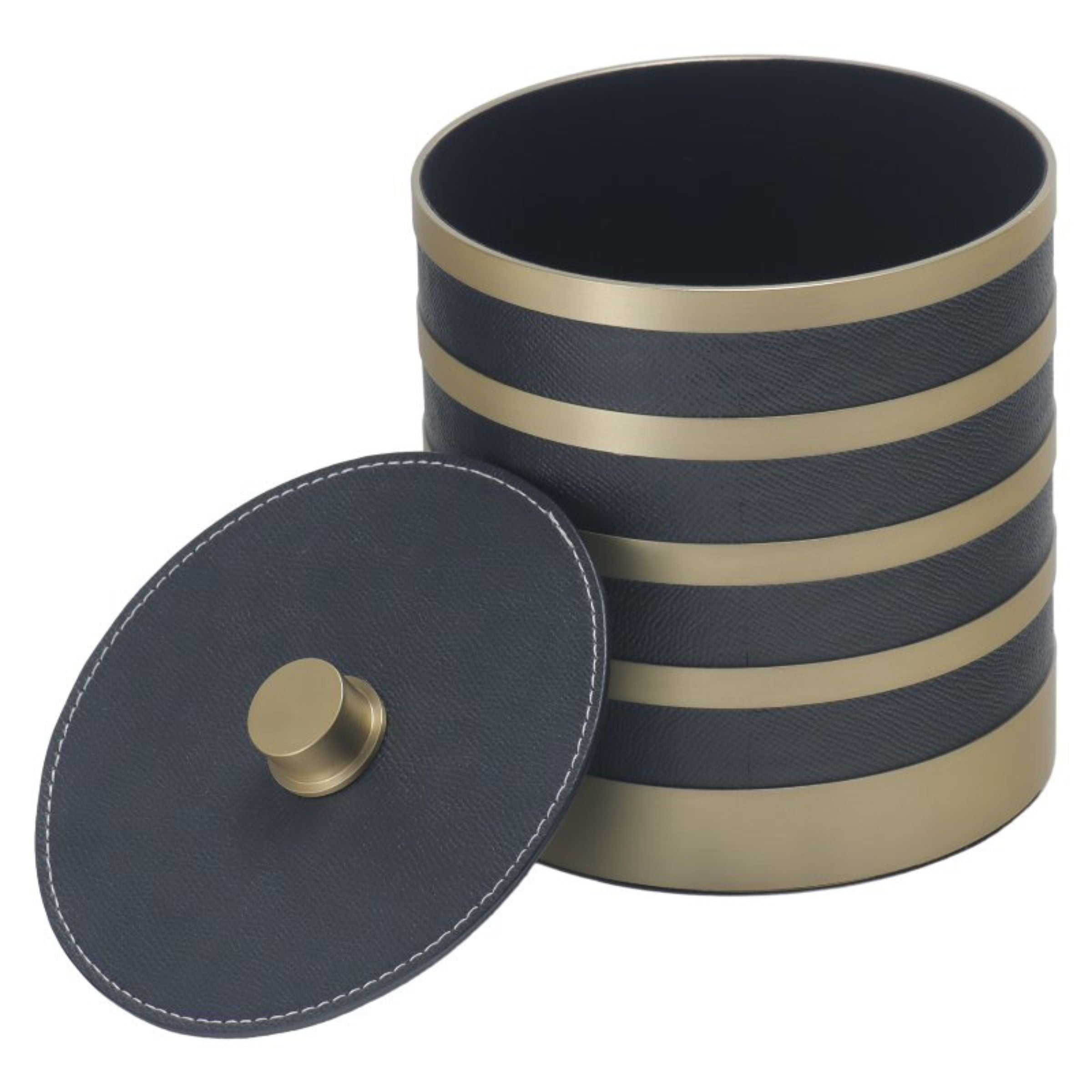 GREY & ANQITUE BRASS ROUND ROUND STORAGE BOX- L DH201268BL -  Decorative Boxes - ebarza Furniture UAE | Shop Modern Furniture in Abu Dhabi & Dubai - مفروشات ايبازرا في الامارات | تسوق اثاث عصري وديكورات مميزة في دبي وابوظبي