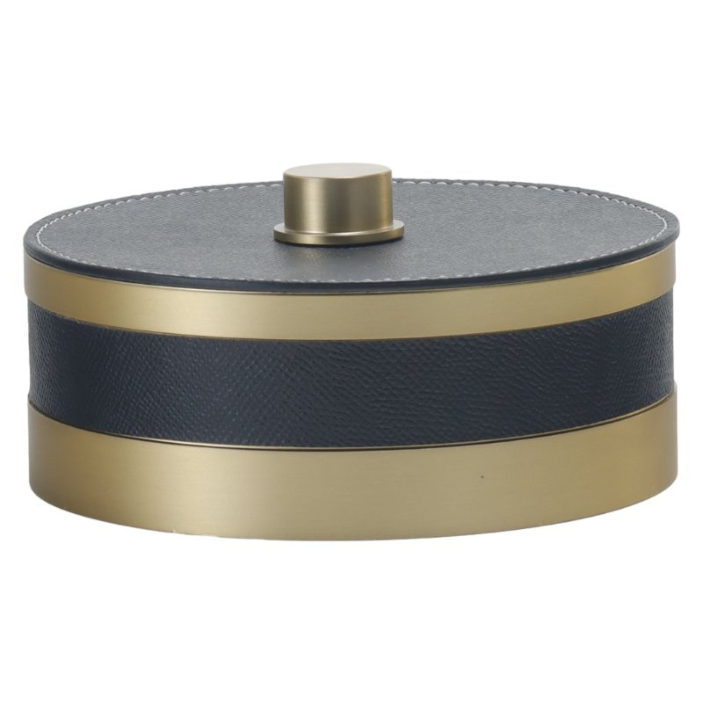 GREY & ANQITUE BRASS ROUND STORAGE BOX- S DH201268BS -  Decorative Boxes - ebarza Furniture UAE | Shop Modern Furniture in Abu Dhabi & Dubai - مفروشات ايبازرا في الامارات | تسوق اثاث عصري وديكورات مميزة في دبي وابوظبي