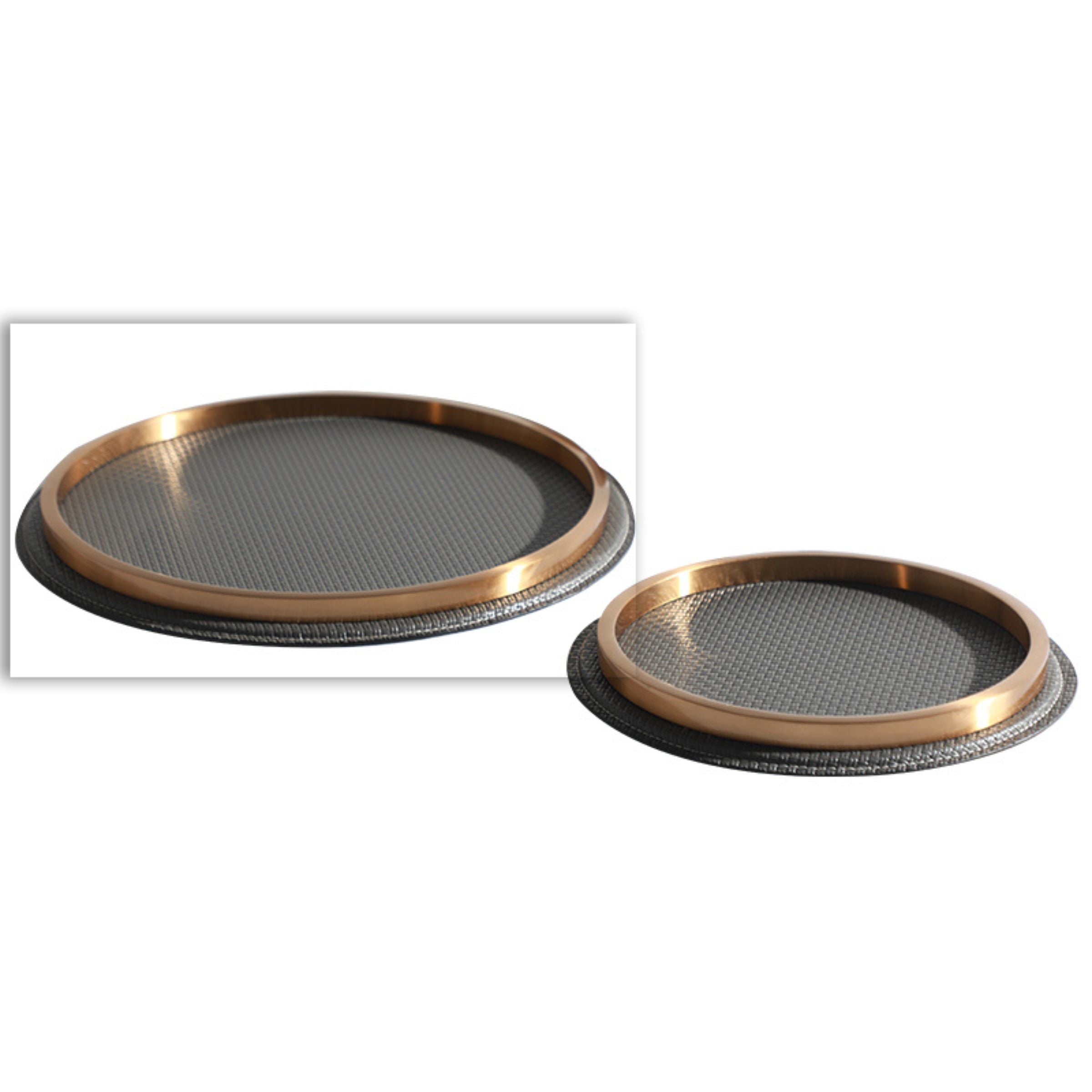 GREY ROUND TRAY DT200745L -  Trays - ebarza Furniture UAE | Shop Modern Furniture in Abu Dhabi & Dubai - مفروشات ايبازرا في الامارات | تسوق اثاث عصري وديكورات مميزة في دبي وابوظبي