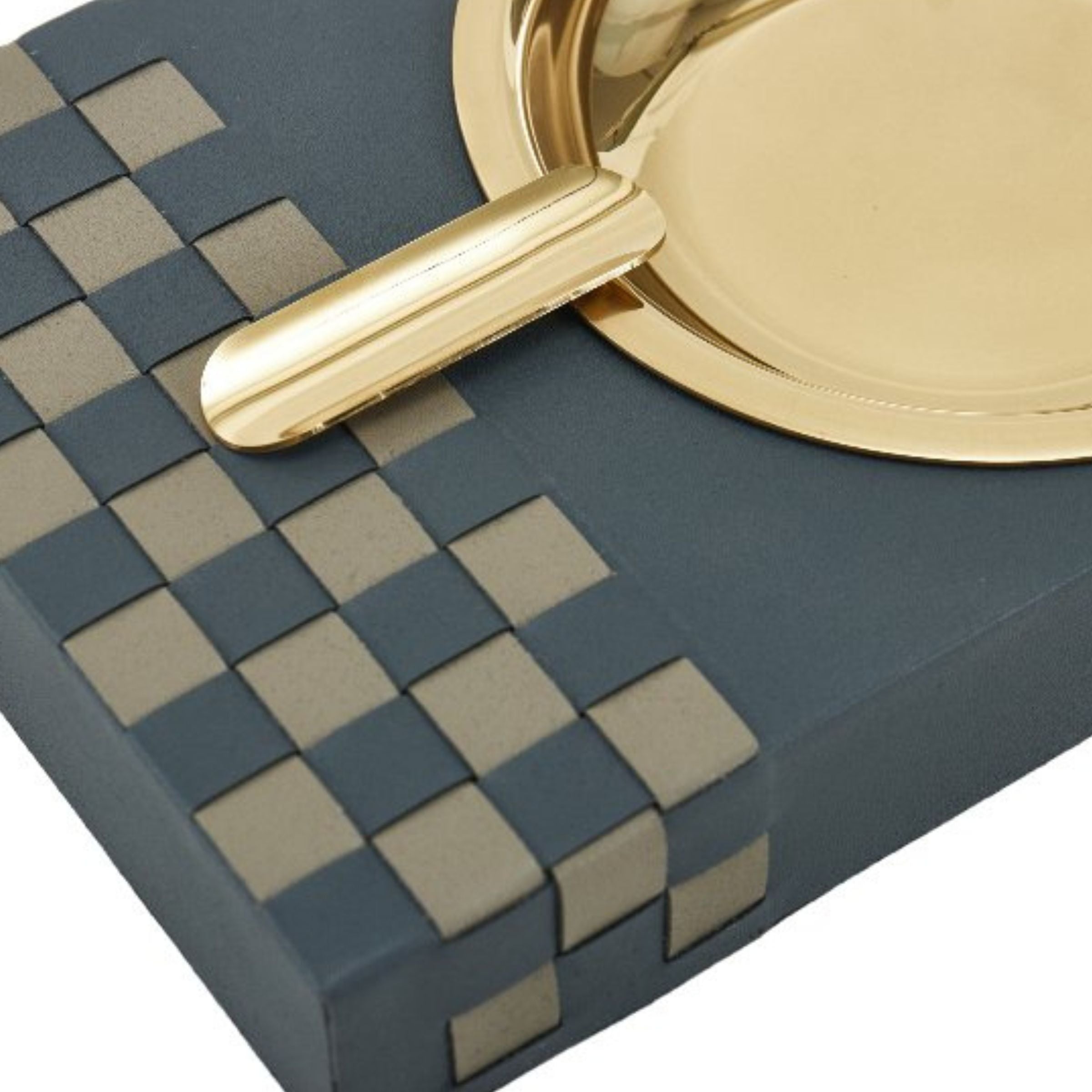 GREY & KHAKI & GOLD HAND-WEAVEN CIGAR TRAY DW201139B -  Trays - ebarza Furniture UAE | Shop Modern Furniture in Abu Dhabi & Dubai - مفروشات ايبازرا في الامارات | تسوق اثاث عصري وديكورات مميزة في دبي وابوظبي