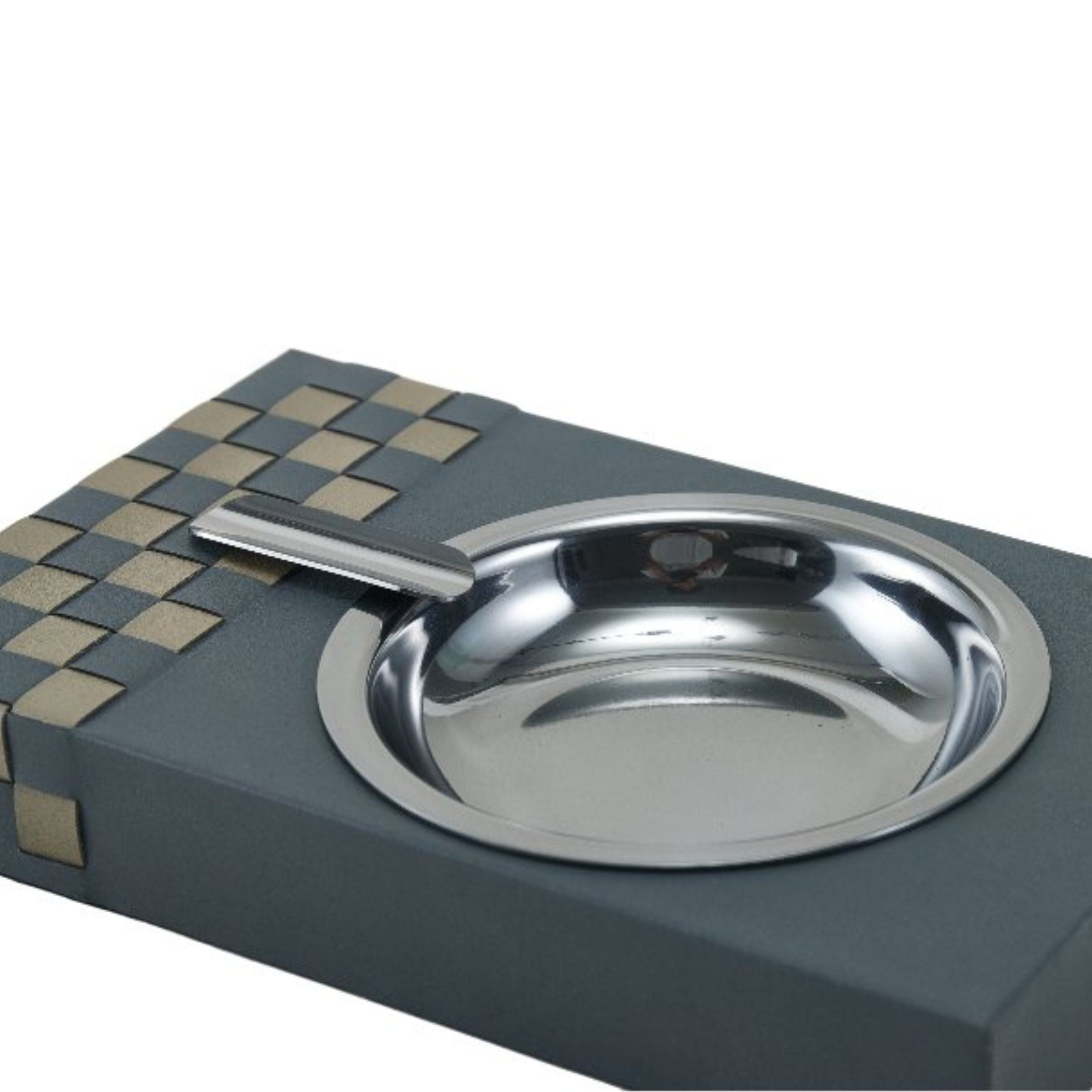GREY & KHAKI & METAL HAND-WEAVEN CIGAR TRAY DW201139C -  Trays - ebarza Furniture UAE | Shop Modern Furniture in Abu Dhabi & Dubai - مفروشات ايبازرا في الامارات | تسوق اثاث عصري وديكورات مميزة في دبي وابوظبي
