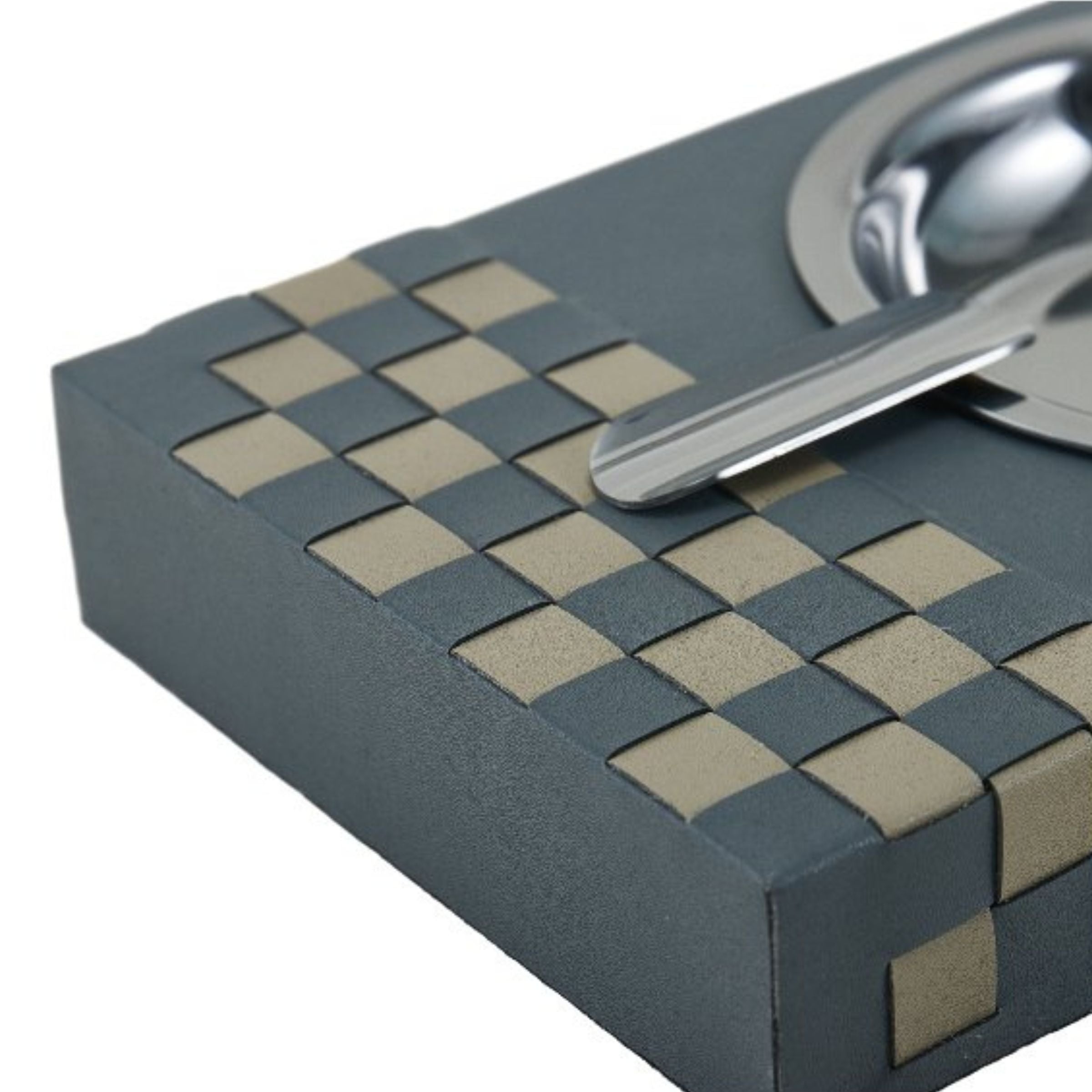 GREY & KHAKI & METAL HAND-WEAVEN CIGAR TRAY DW201139C -  Trays - ebarza Furniture UAE | Shop Modern Furniture in Abu Dhabi & Dubai - مفروشات ايبازرا في الامارات | تسوق اثاث عصري وديكورات مميزة في دبي وابوظبي