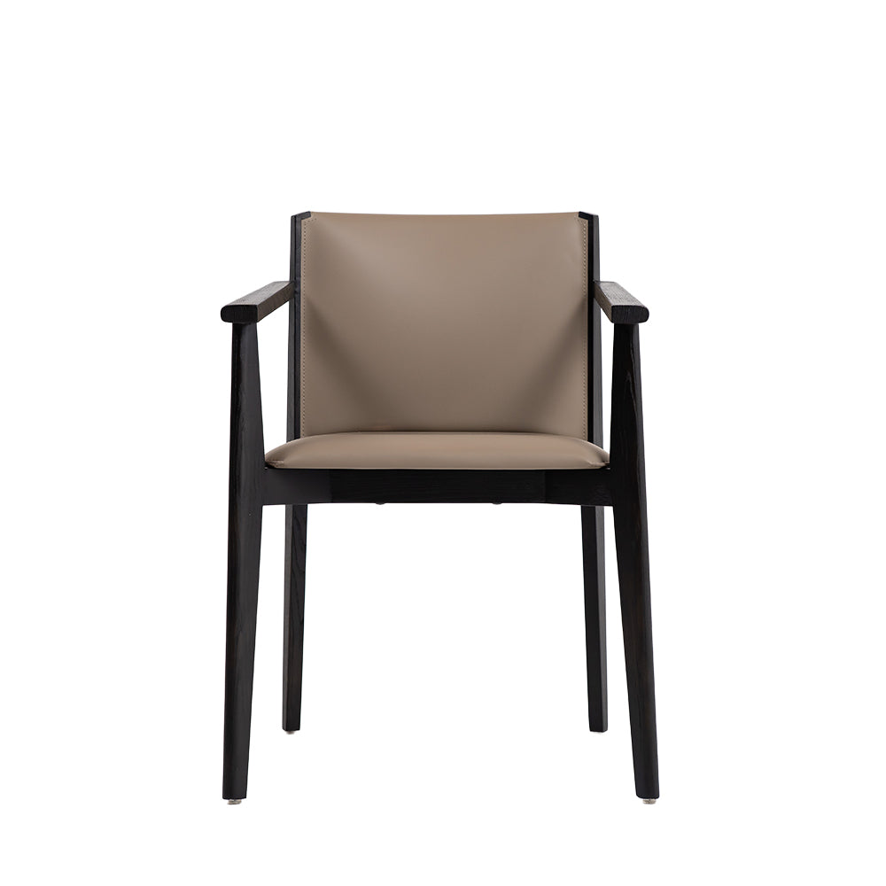 Dark Saddle Leather with arm Dining Chair PS-B132 -  Chairs - ebarza Furniture UAE | Shop Modern Furniture in Abu Dhabi & Dubai - مفروشات ايبازرا في الامارات | تسوق اثاث عصري وديكورات مميزة في دبي وابوظبي