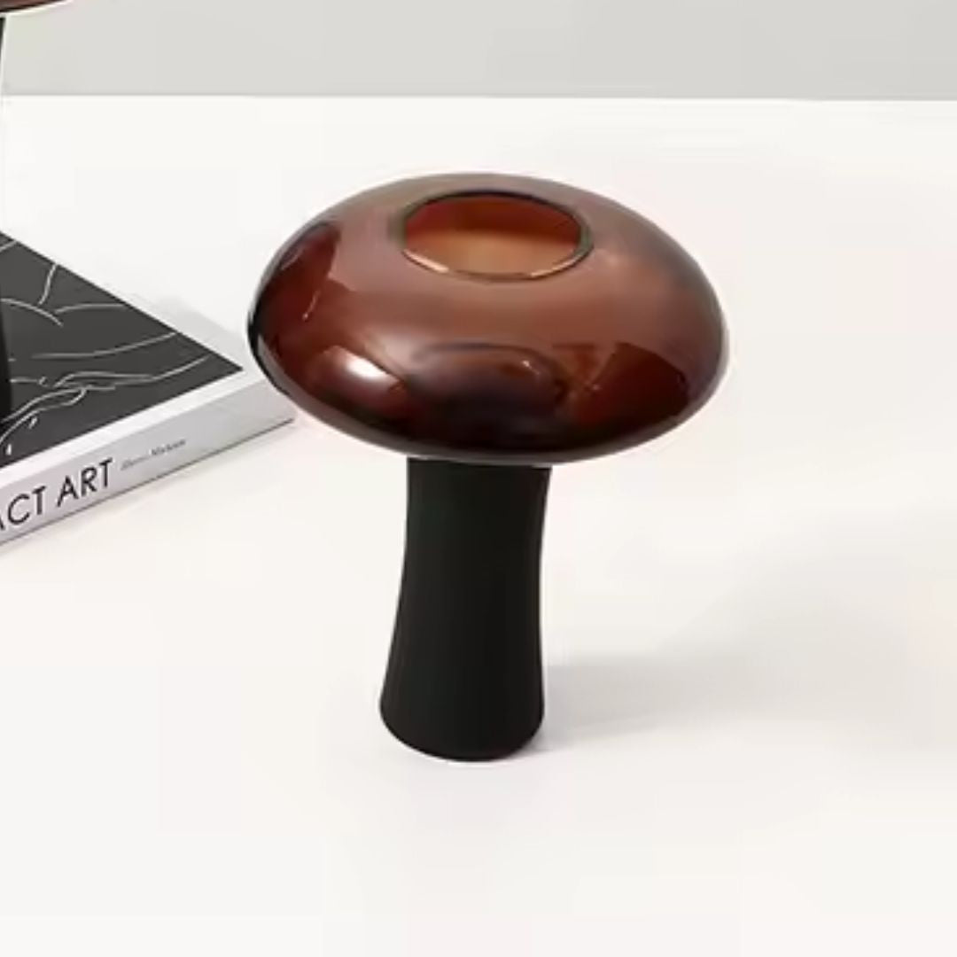 Deep Amber & Black Glass Bud Vase With Stem - Medium FB-ZS2214B -  Vases - ebarza Furniture UAE | Shop Modern Furniture in Abu Dhabi & Dubai - مفروشات ايبازرا في الامارات | تسوق اثاث عصري وديكورات مميزة في دبي وابوظبي