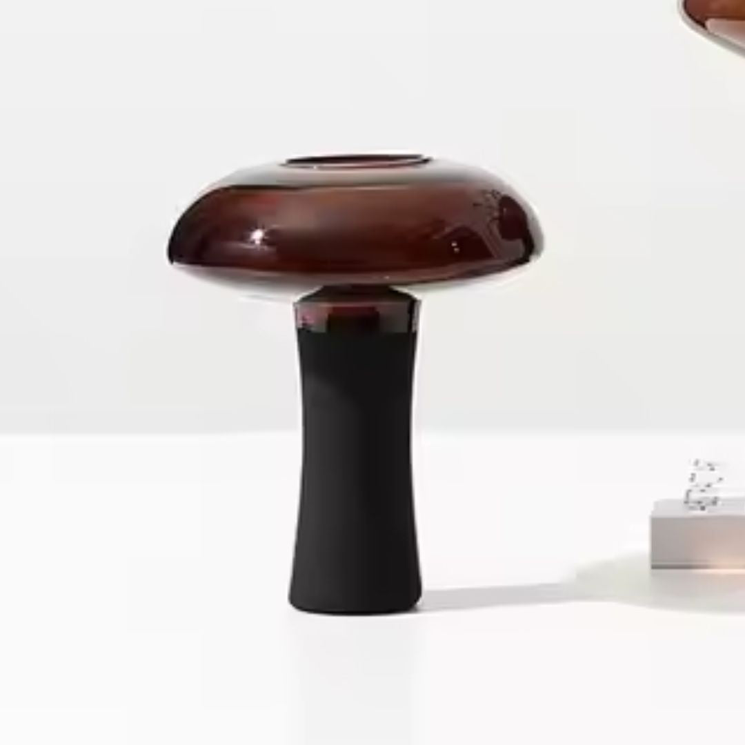 Deep Amber & Black Glass Bud Vase With Stem - Medium FB-ZS2214B -  Vases - ebarza Furniture UAE | Shop Modern Furniture in Abu Dhabi & Dubai - مفروشات ايبازرا في الامارات | تسوق اثاث عصري وديكورات مميزة في دبي وابوظبي