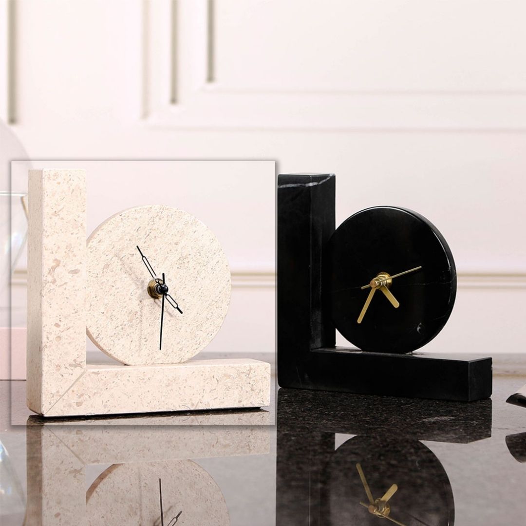 Desktop Clock Sculpture - KQ3001A -  Home Decor Figurines - ebarza Furniture UAE | Shop Modern Furniture in Abu Dhabi & Dubai - مفروشات ايبازرا في الامارات | تسوق اثاث عصري وديكورات مميزة في دبي وابوظبي