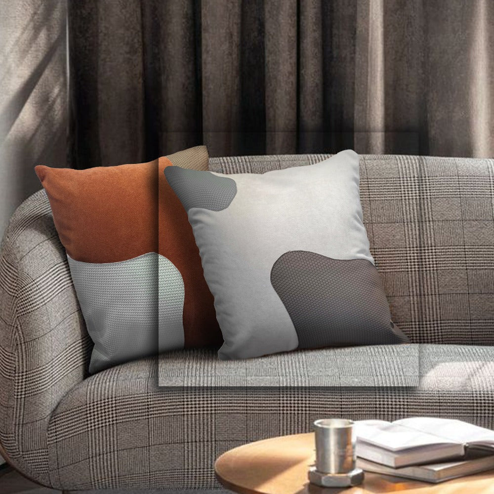 53x53Cm Patchwork Cushion KD2356 -GREY&WHITE -  Cushions - ebarza Furniture UAE | Shop Modern Furniture in Abu Dhabi & Dubai - مفروشات ايبازرا في الامارات | تسوق اثاث عصري وديكورات مميزة في دبي وابوظبي