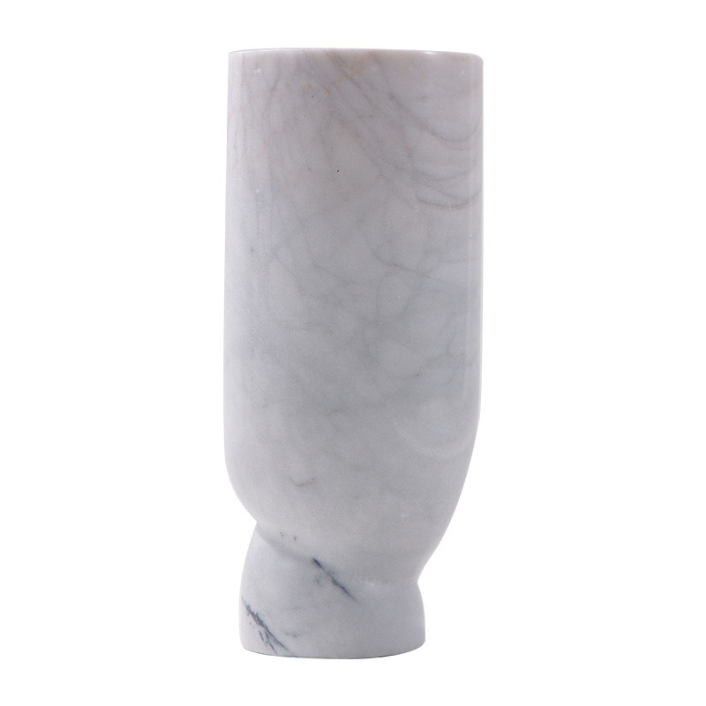 WHITE MARBLE VASE F1373 -  Vases - ebarza Furniture UAE | Shop Modern Furniture in Abu Dhabi & Dubai - مفروشات ايبازرا في الامارات | تسوق اثاث عصري وديكورات مميزة في دبي وابوظبي