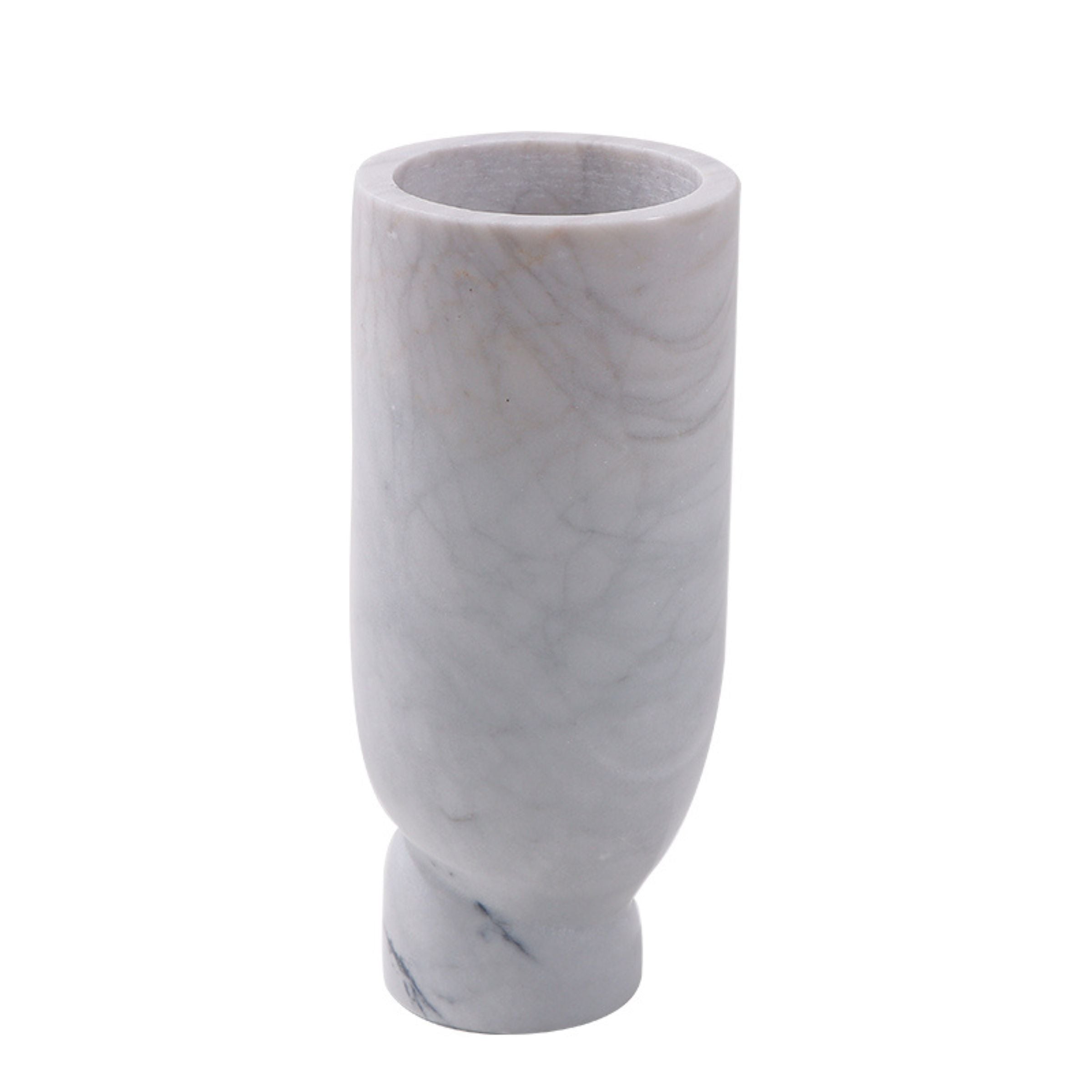 WHITE MARBLE VASE F1373 -  Vases - ebarza Furniture UAE | Shop Modern Furniture in Abu Dhabi & Dubai - مفروشات ايبازرا في الامارات | تسوق اثاث عصري وديكورات مميزة في دبي وابوظبي
