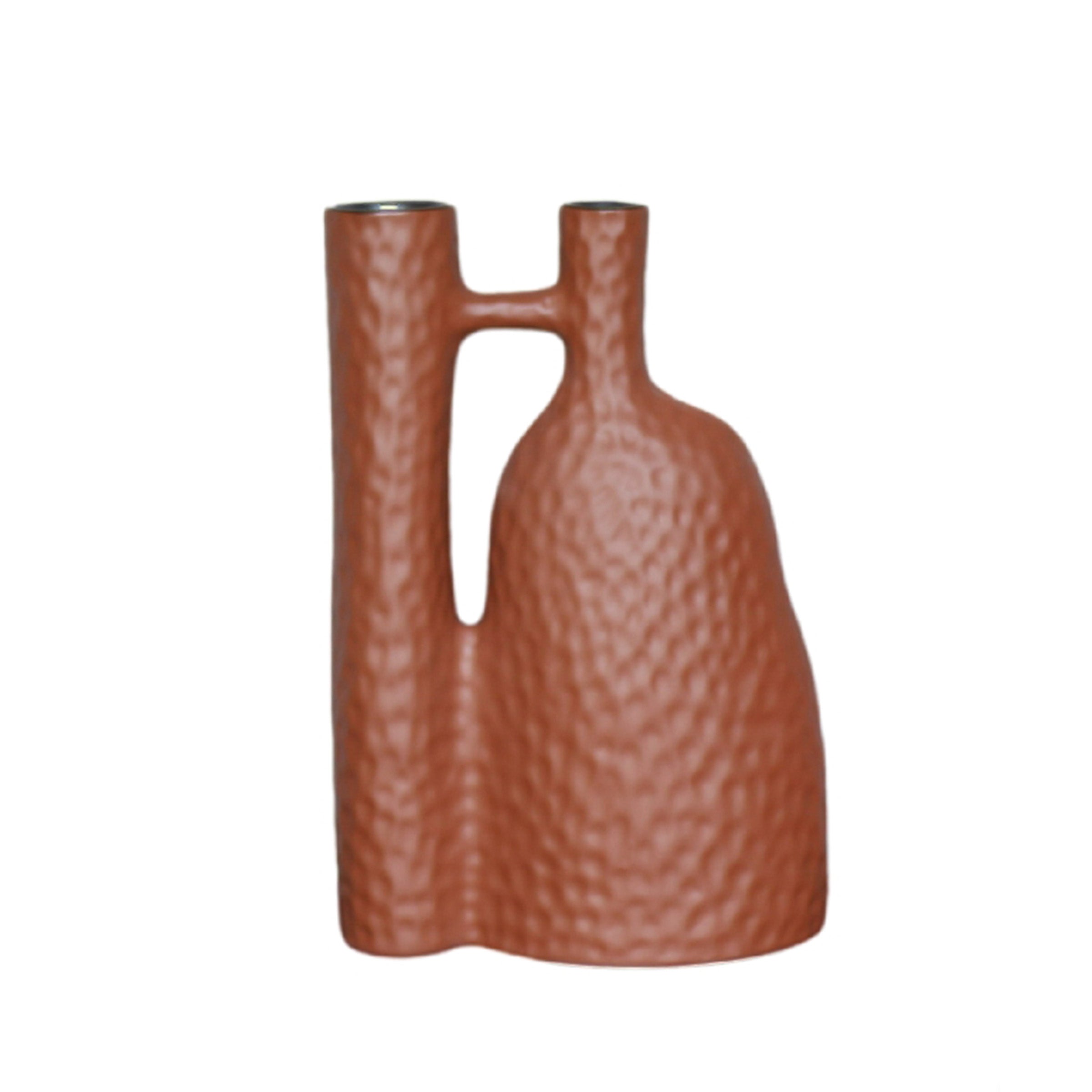 Earthy Terracotta Brown Vase FCF21038-Clay -  Vases - ebarza Furniture UAE | Shop Modern Furniture in Abu Dhabi & Dubai - مفروشات ايبازرا في الامارات | تسوق اثاث عصري وديكورات مميزة في دبي وابوظبي