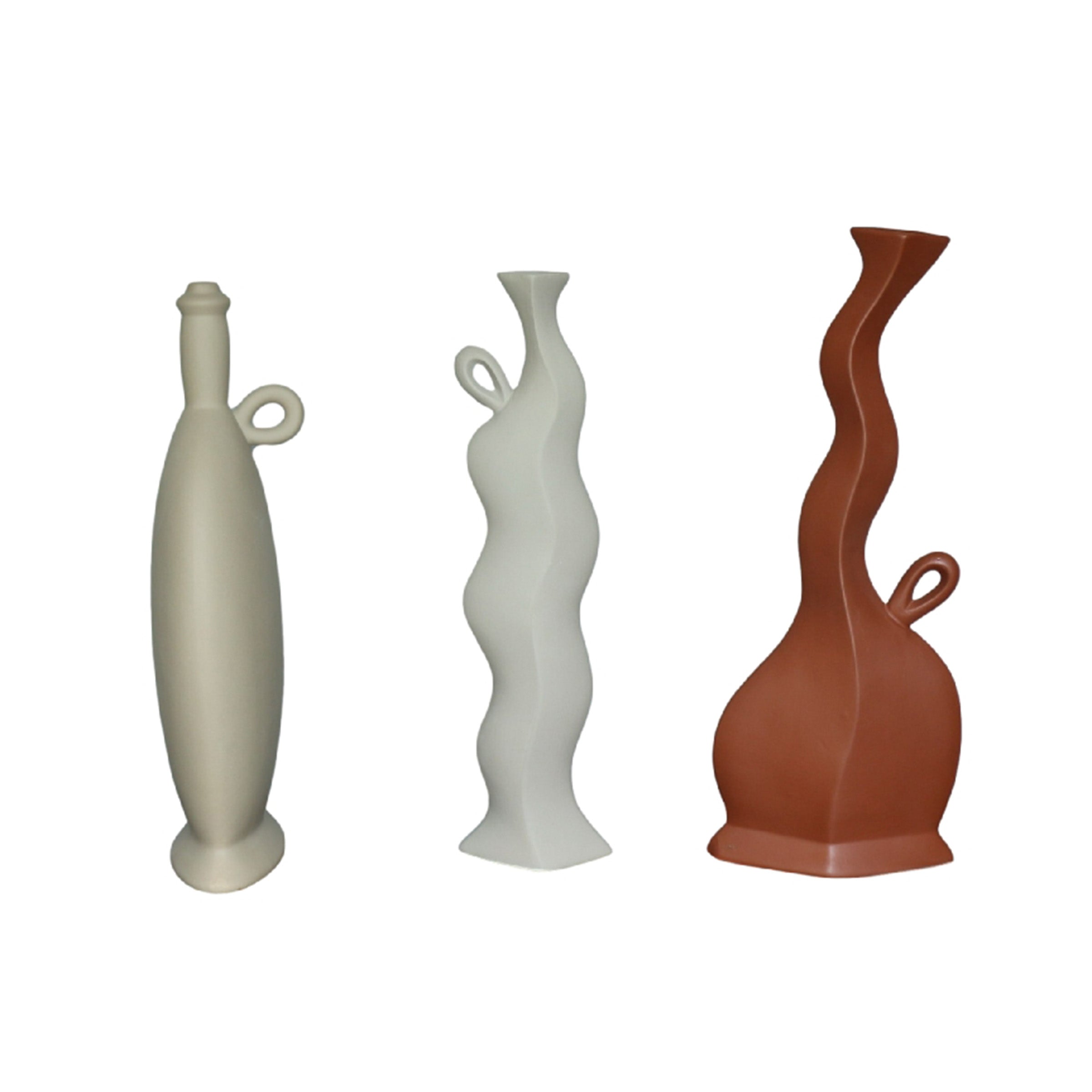 Contemporary Textured Vase FCF22135-Clay -  Vases - ebarza Furniture UAE | Shop Modern Furniture in Abu Dhabi & Dubai - مفروشات ايبازرا في الامارات | تسوق اثاث عصري وديكورات مميزة في دبي وابوظبي